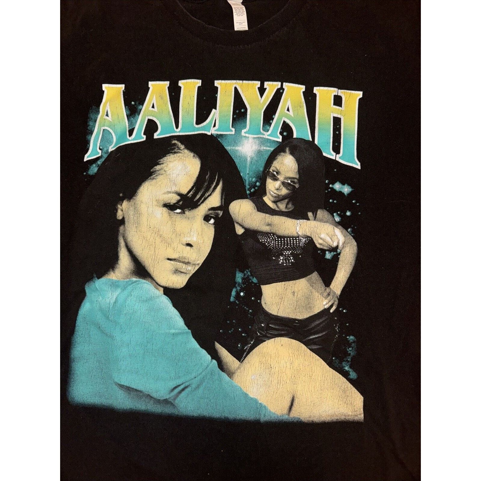 Band Tees × Rap Tees Aaliyah Rap Tee T-Shirt Black Large 20x27 Size US L / EU 52-54 / 3 - 2 Thumbnail