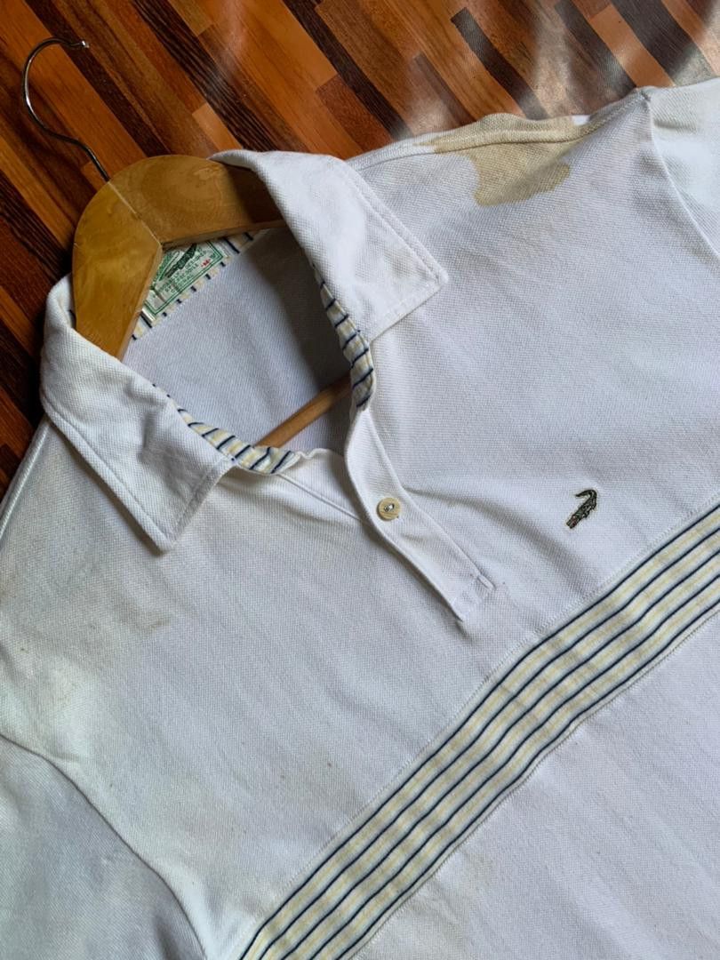 Vintage E34 Vintage 80’s Crocodile WHITE POLO SINGE STICH Size US L / EU 52-54 / 3 - 11 Thumbnail
