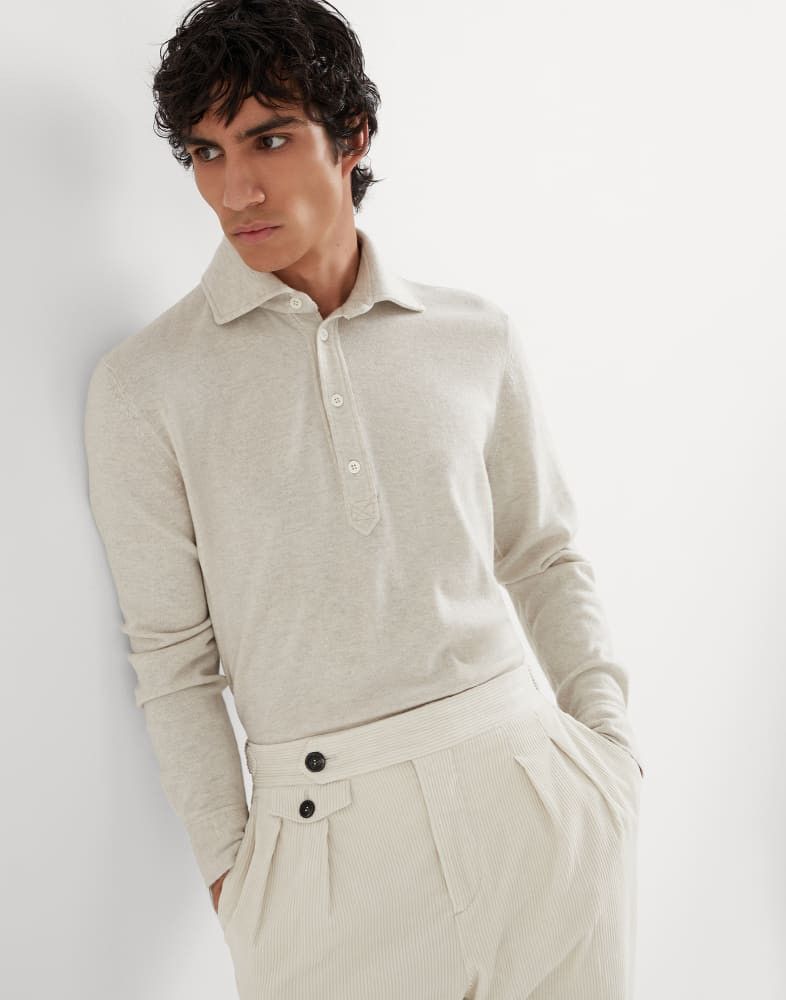 Brunello Cucinelli o1w1db10825 Cashmere Poloin Grey Size US L / EU 52-54 / 3 - 3 Thumbnail