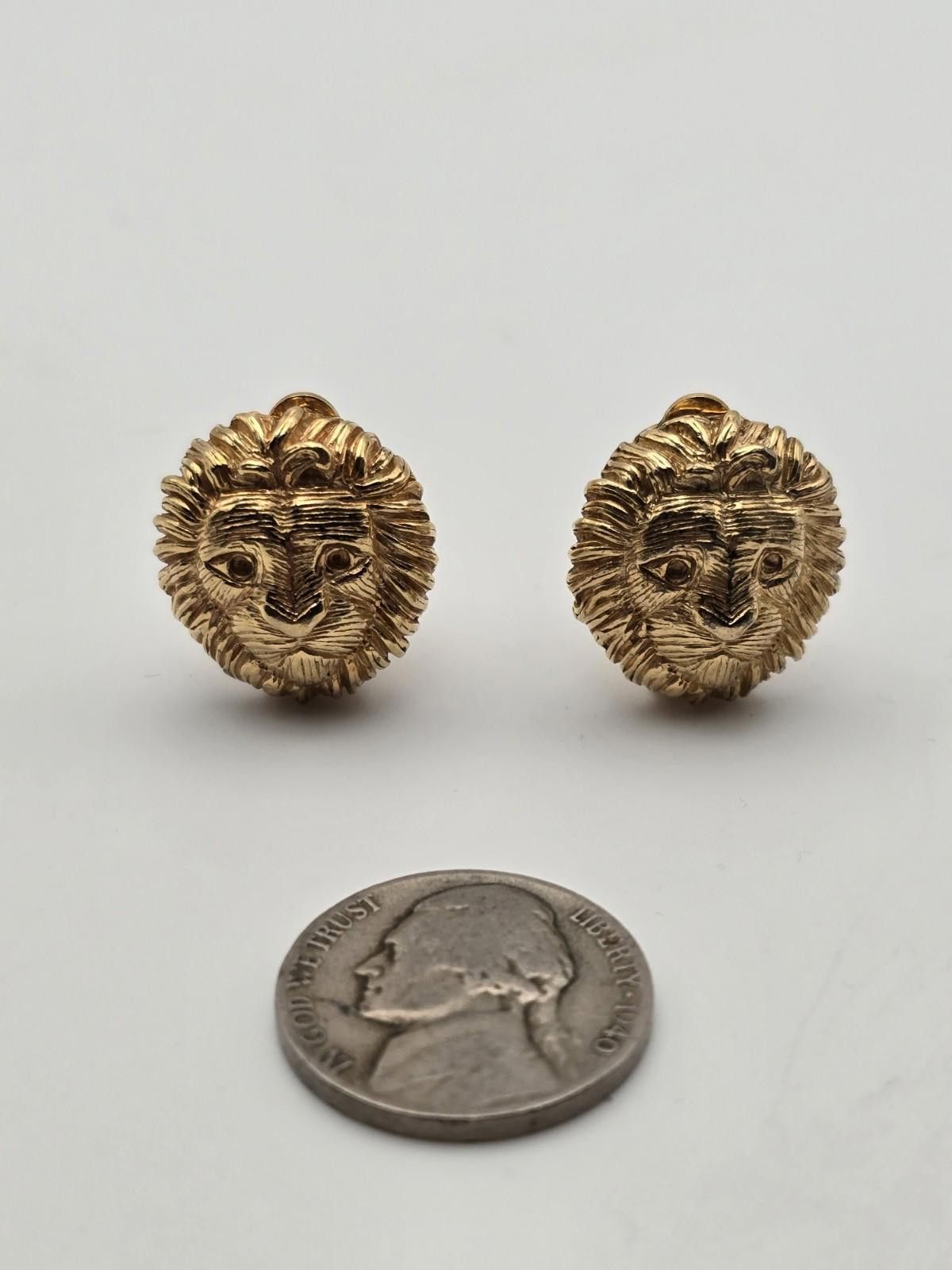 The Cinegogue Vintage Ciner David Hill Lion Clip-On Earrings Gold Tone Size ONE SIZE - 1 Thumbnail