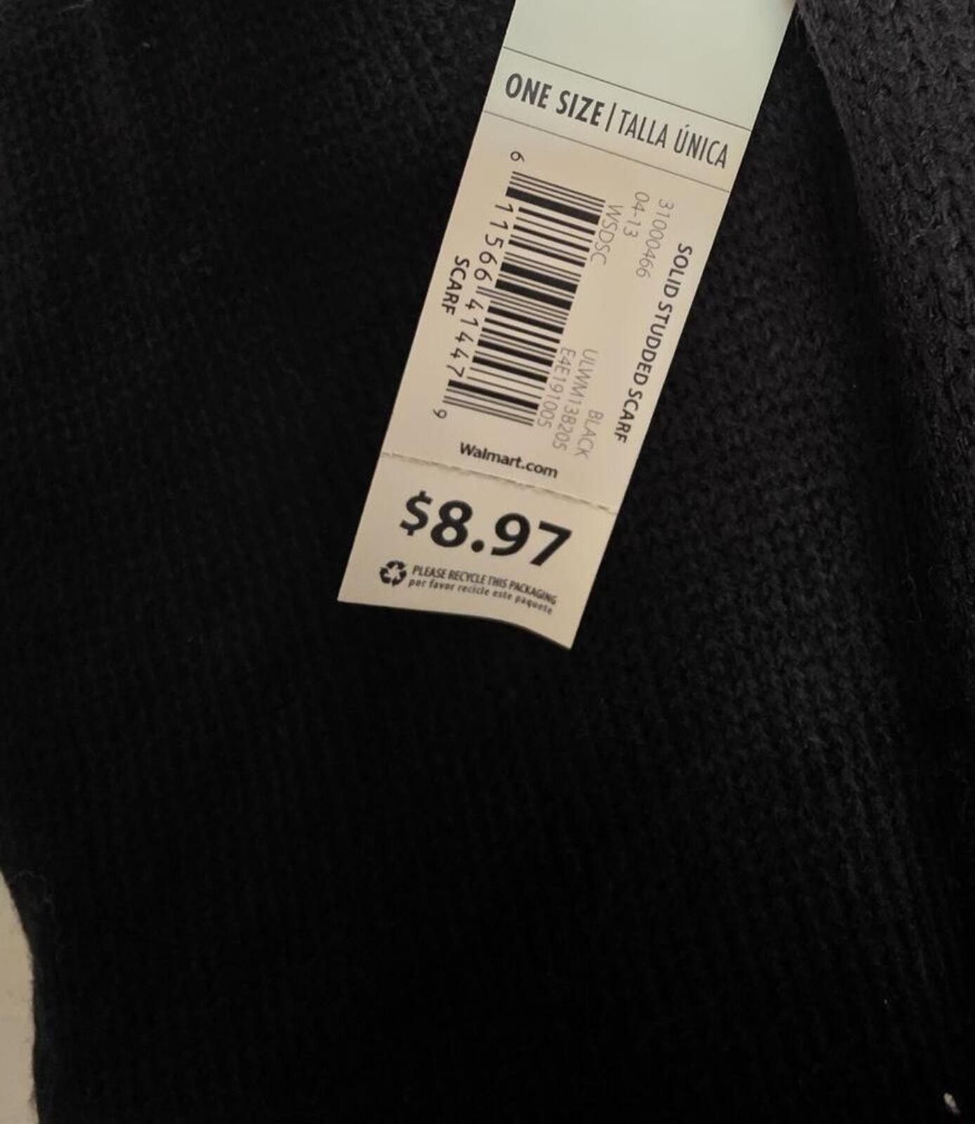 George George Black Knit Scarf with Silver Studded Detail One Size Size ONE SIZE - 6 Thumbnail