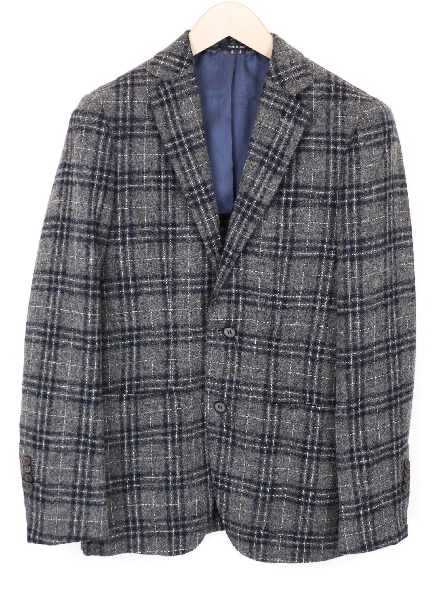image of Suitsupply Havana Uk32R Grey Plaid Check Alpaca Wool Blend 71595, Men's (Size 34S)