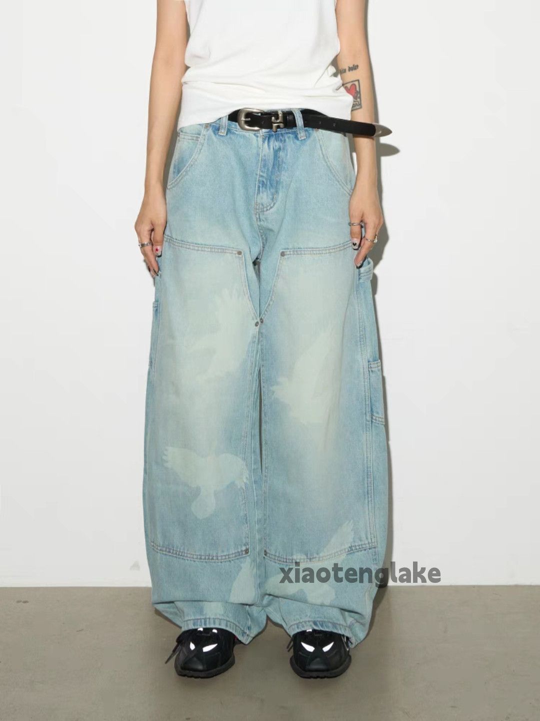 Vintage Custom washed faded loose baggy skate hiphop jeans Size US 32 / EU 48 - 2 Thumbnail