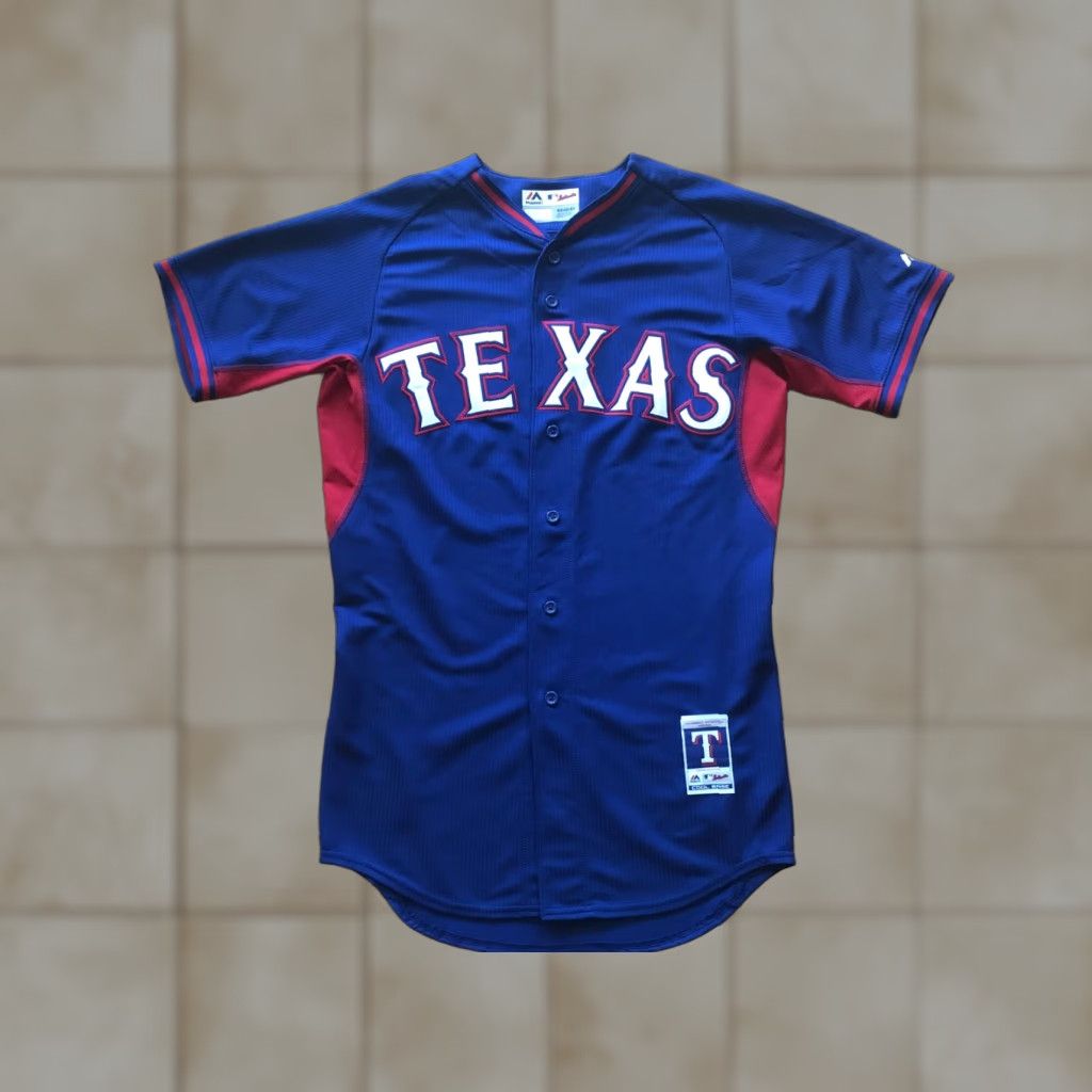 Vintage Majestic Texas Rangers Authentic Batting Practice Cool Base Jersey Sz 40 M Mens Blue Short Sleeve Jersey Size US M / EU 48-50 / 2 - 1 Thumbnail