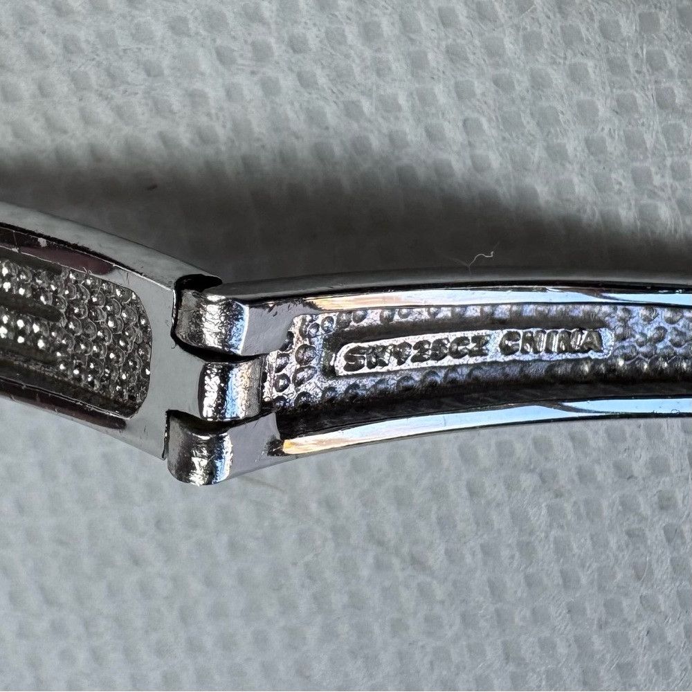 Other 925 Sterling Silver 3 Row Cubic Zirconia Bangle Bracelet Size ONE SIZE - 8 Thumbnail