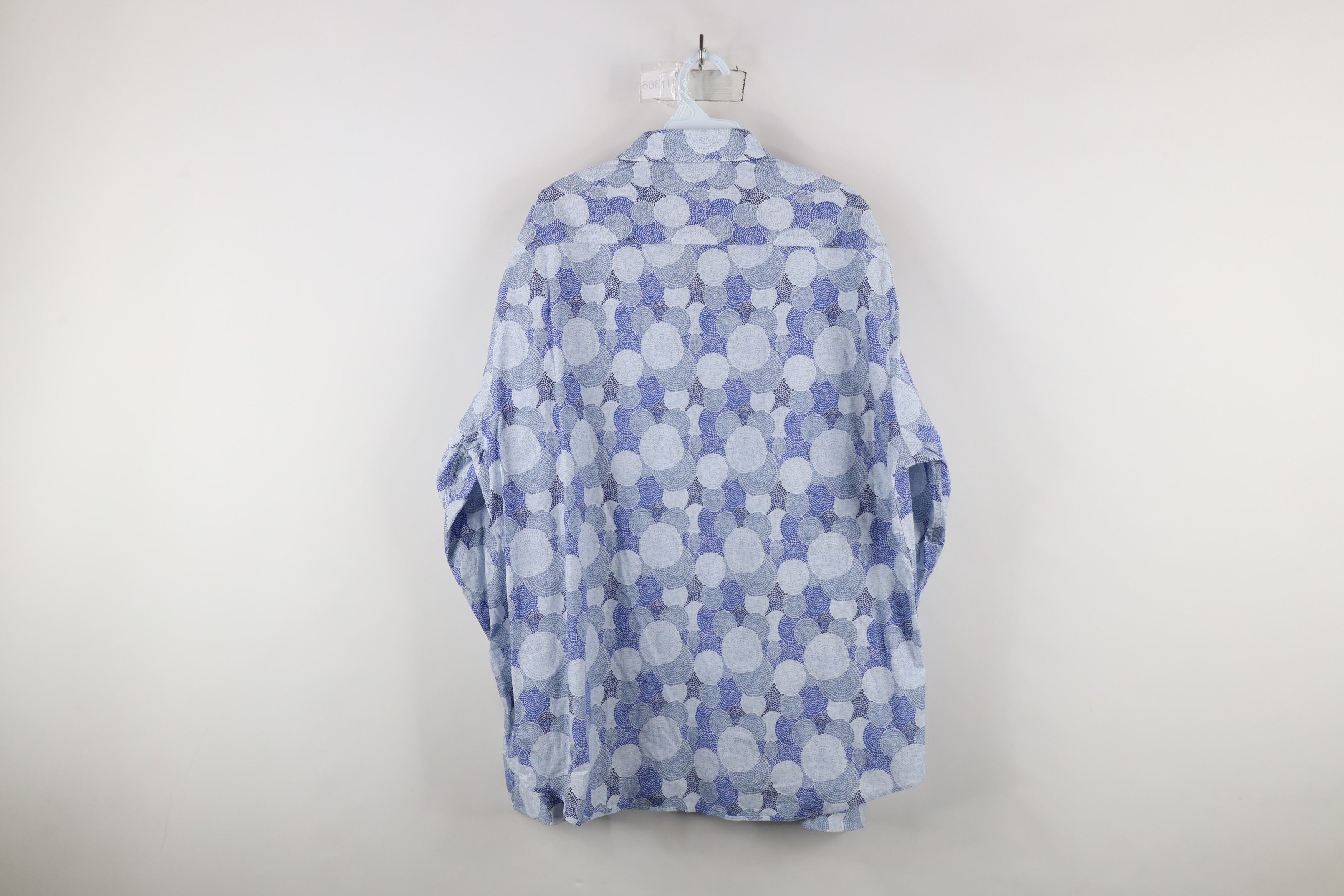 Vintage Bugatchi Uomo Abstract Circle Collared Button Shirt Blue Size US XXL / EU 58 / 5 - 10 Thumbnail