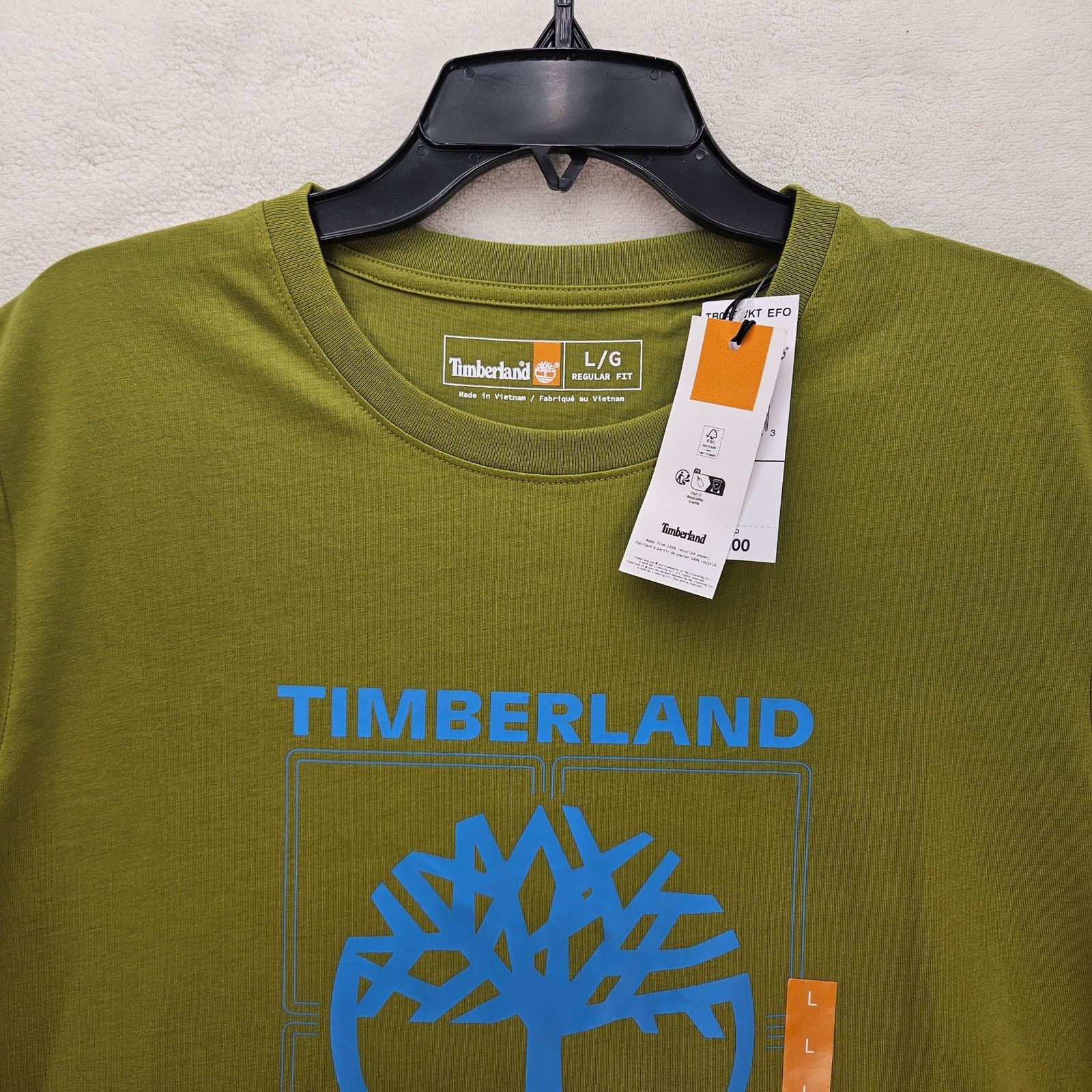 Timberland TIMBERLAND MEN'S LARGE BIG LOGO ORGANICALLY MADE GREEN TEE Size US L / EU 52-54 / 3 - 2 Thumbnail
