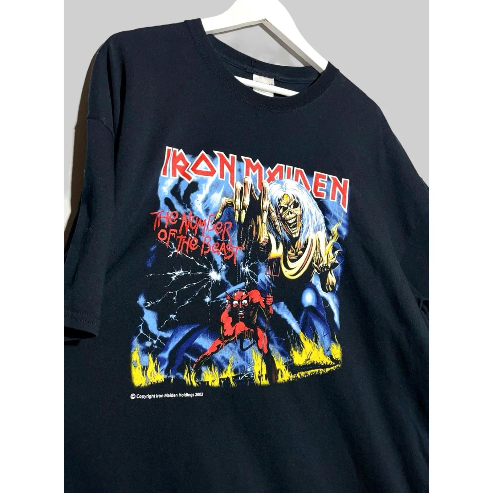 Vintage VINTAGE Iron Maiden T-Shirt 2XL Black Cotton Graphic Print Crew Neck Short Sleeve Mens Rock Band 2003 The Number Of The Beast Size US XXL / EU 58 / 5 - 3 Thumbnail