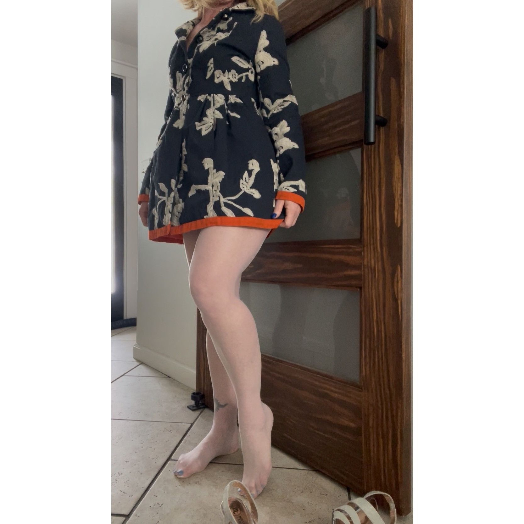 Other Freeway Floral Embroidered Baby Doll Jacket, Navy With Orang Size S / US 4 / IT 40 - 18 Thumbnail