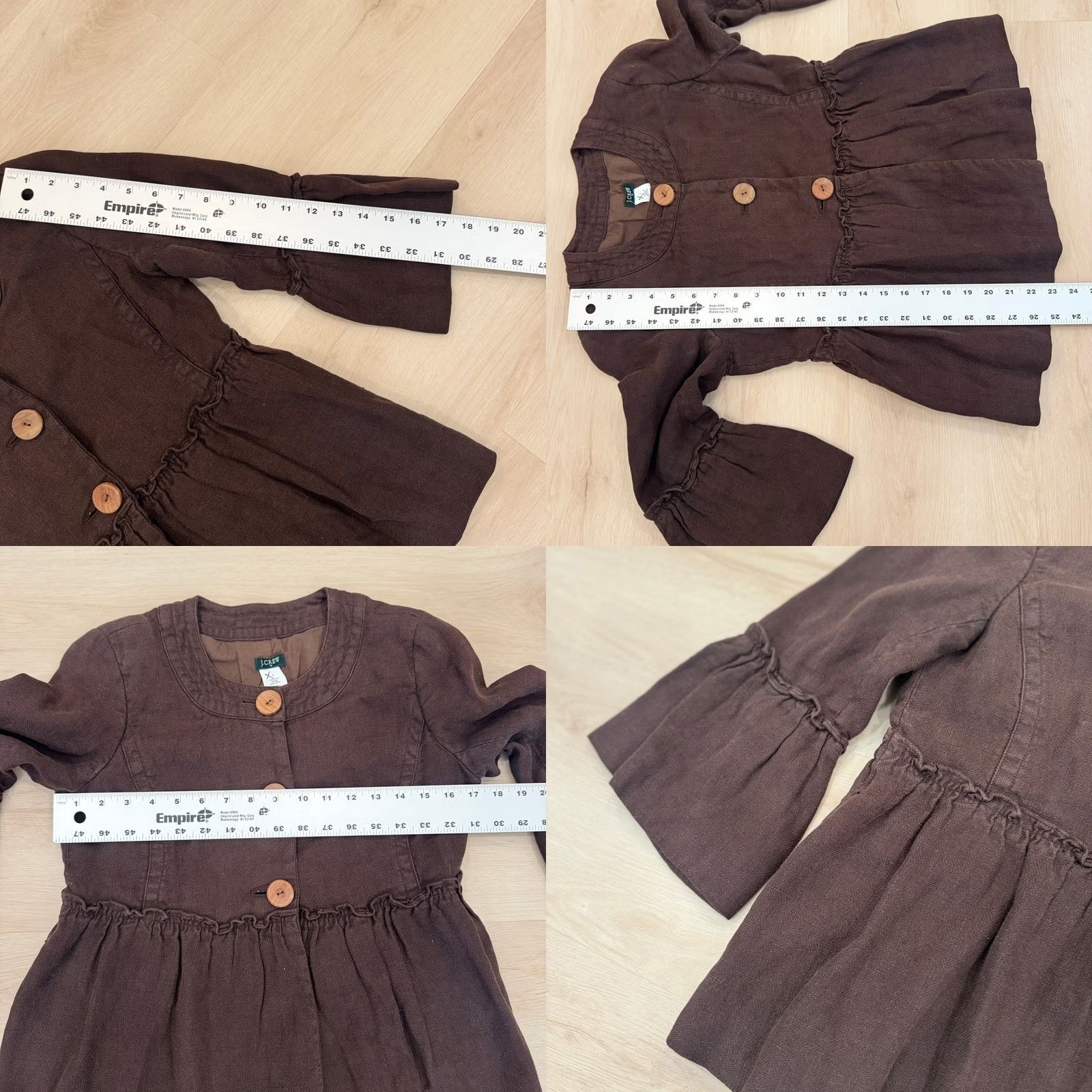 J.Crew VINTAGE? J. Crew Brown Linen Peplum Jacket Ruffle Hem Bell Sleeve Button Front 4 Size S / US 4 / IT 40 - 8 Thumbnail
