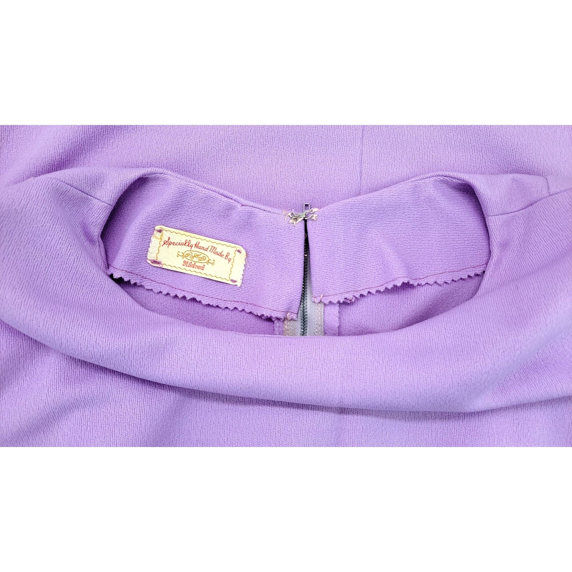 Handmade Vintage Handmade Lavender Shift Dress Butterfly 1970s Large Size L / US 10 / IT 46 - 4 Thumbnail