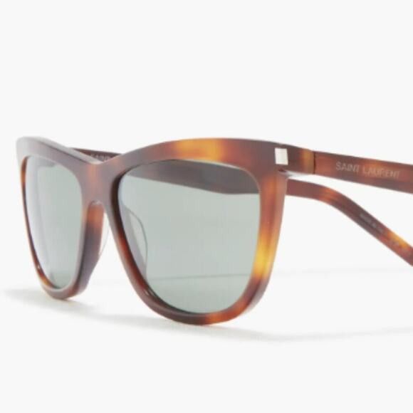 Saint Laurent Paris Saint Laurent 58mm Cat Eye Sunglasses Havana Green Size ONE SIZE - 2 Thumbnail