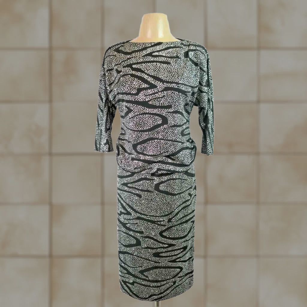 Vintage Ricki Lang Animal Print Dress Sequin Glitter VTG 2pc S/M Black Silver Cocktail Eveningwear Womens Size S / US 4 / IT 40 - 1 Thumbnail