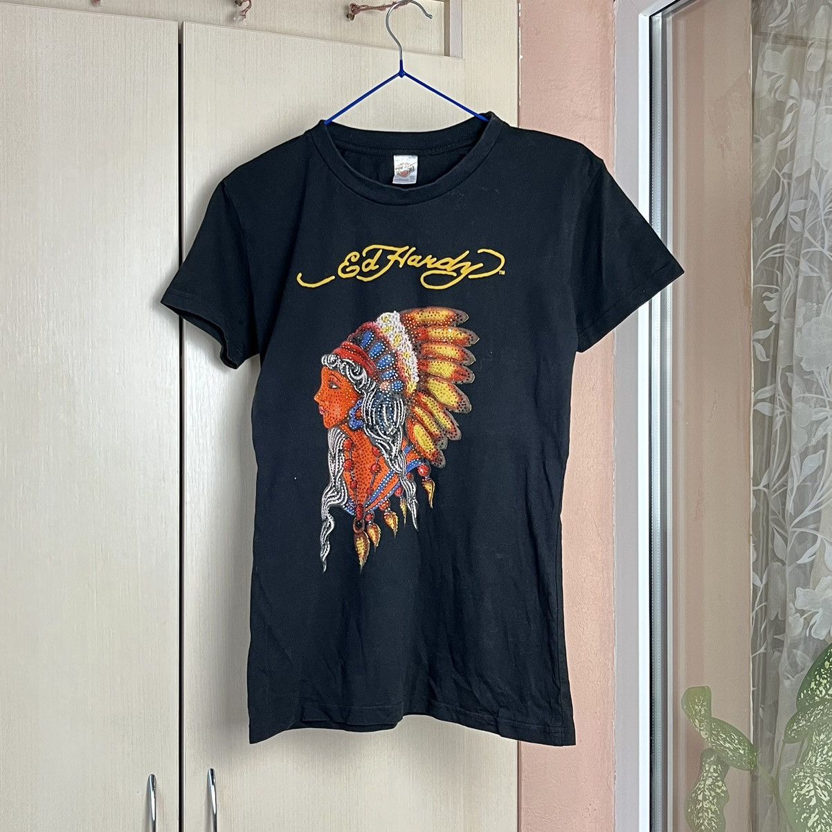 Christian Audigier × Ed Hardy × Vintage Vintage Ed Hardy T Shirt Christian Audigier Indians American Size US S / EU 44-46 / 1 - 1 Thumbnail
