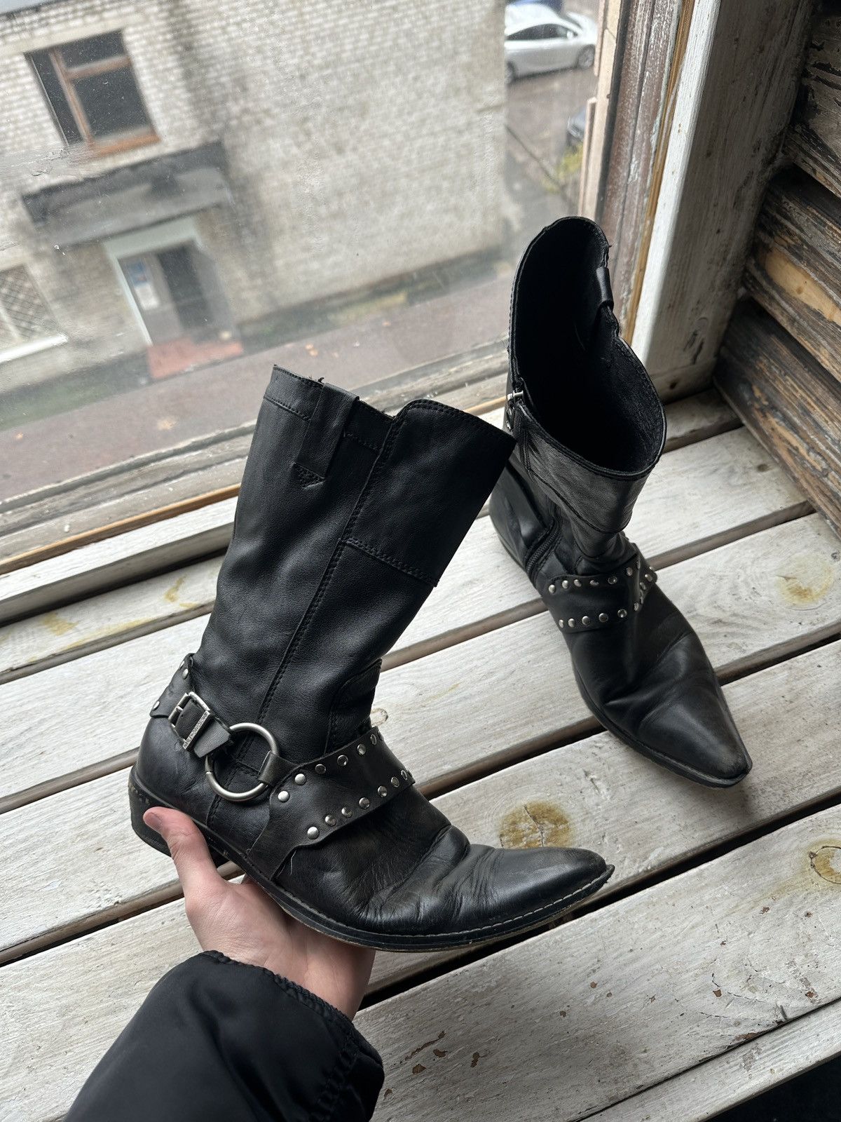 Harley Davidson 🚨RARE HARLEY DAVIDSON BLACK BOOTS METAL WITH LOGO IF6WAS9 Size US 9 / IT 39 - 1 Thumbnail