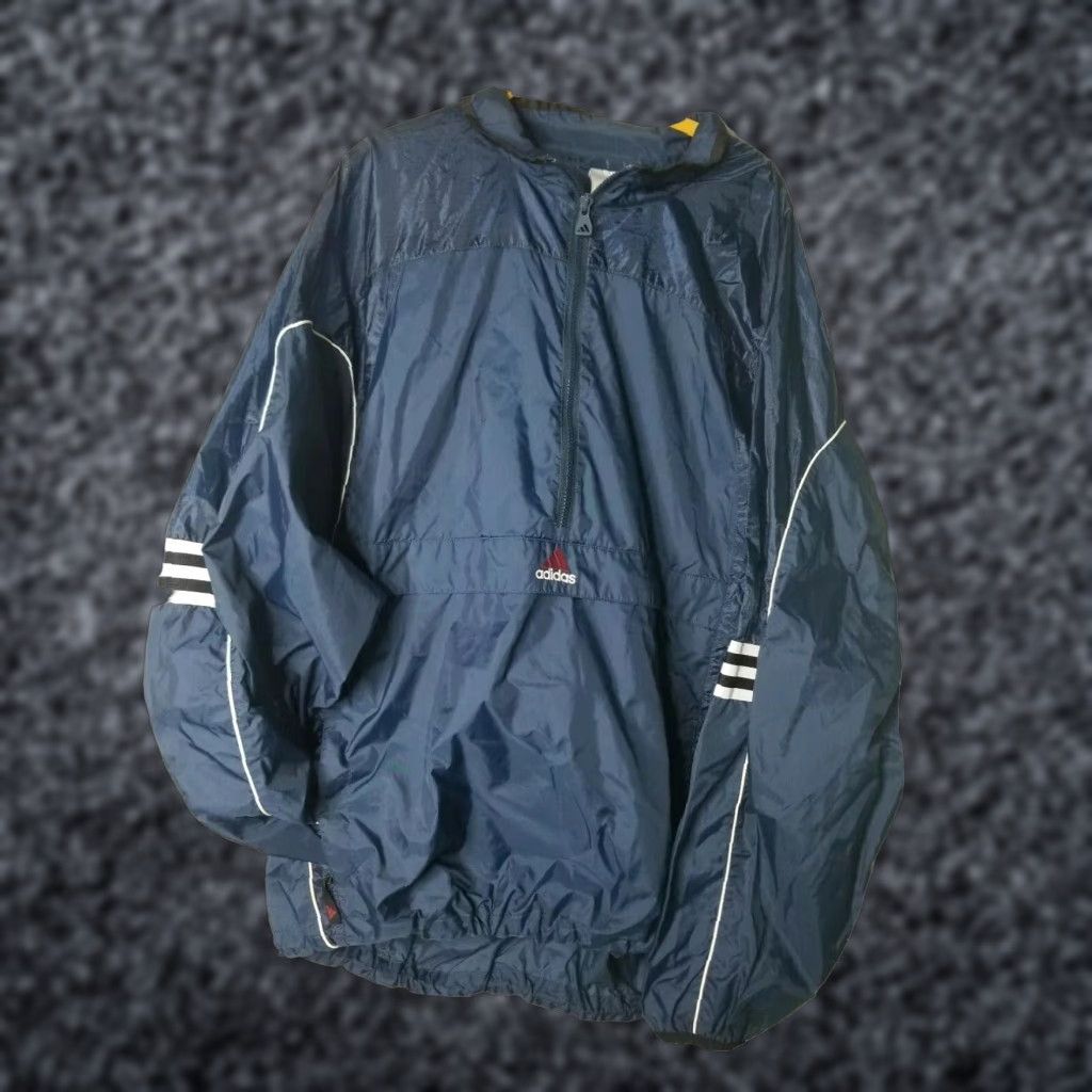 Adidas VINTAGE 90s Adidas Navy Blue Logo Windbreaker Jacket XL Big Pocket Mens Size US XL / EU 56 / 4 - 1 Thumbnail