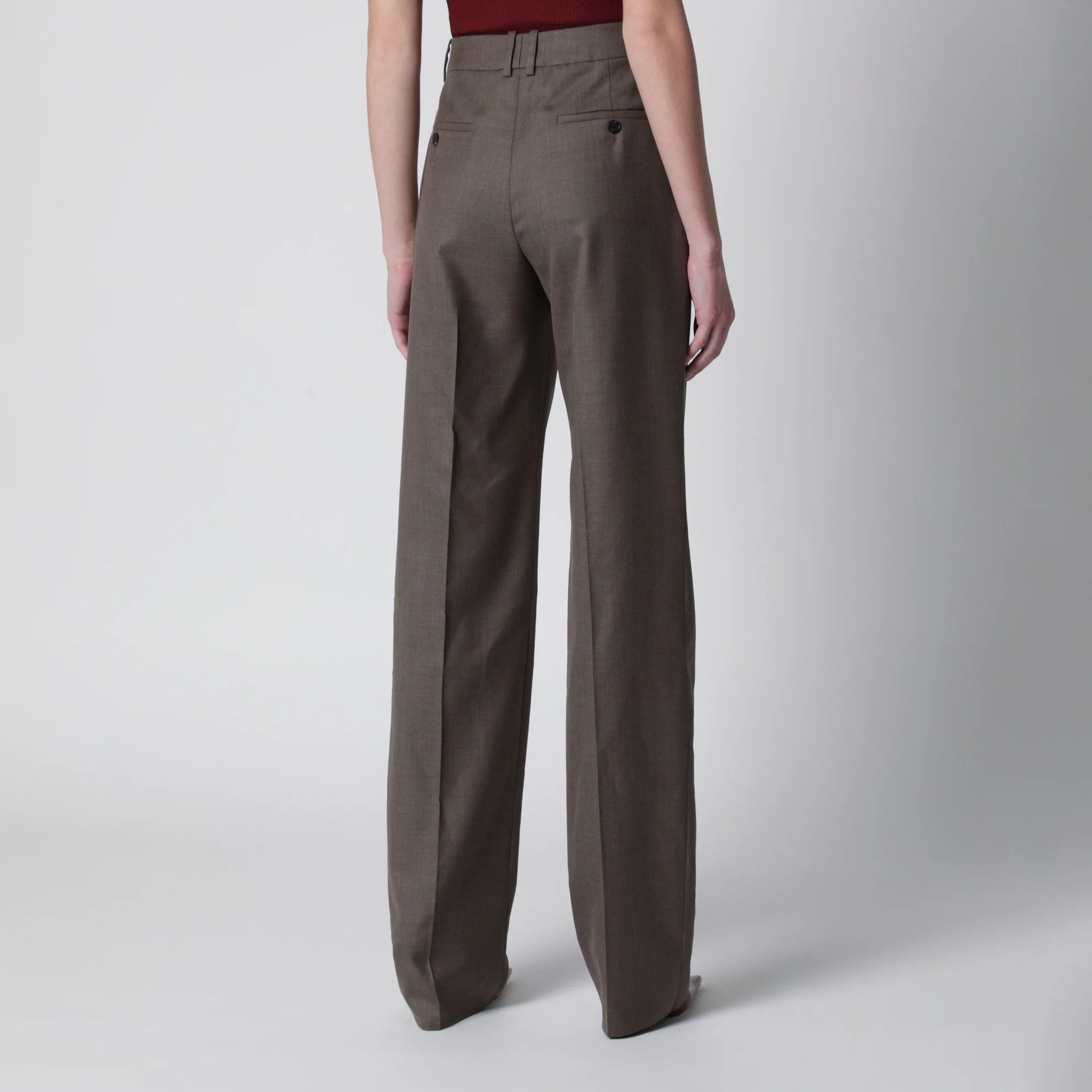Saint Laurent Paris o1d2blof0526 Straight-leg Wool Trousers in Brown Size 26" / US 2 / IT 38 - 4 Thumbnail