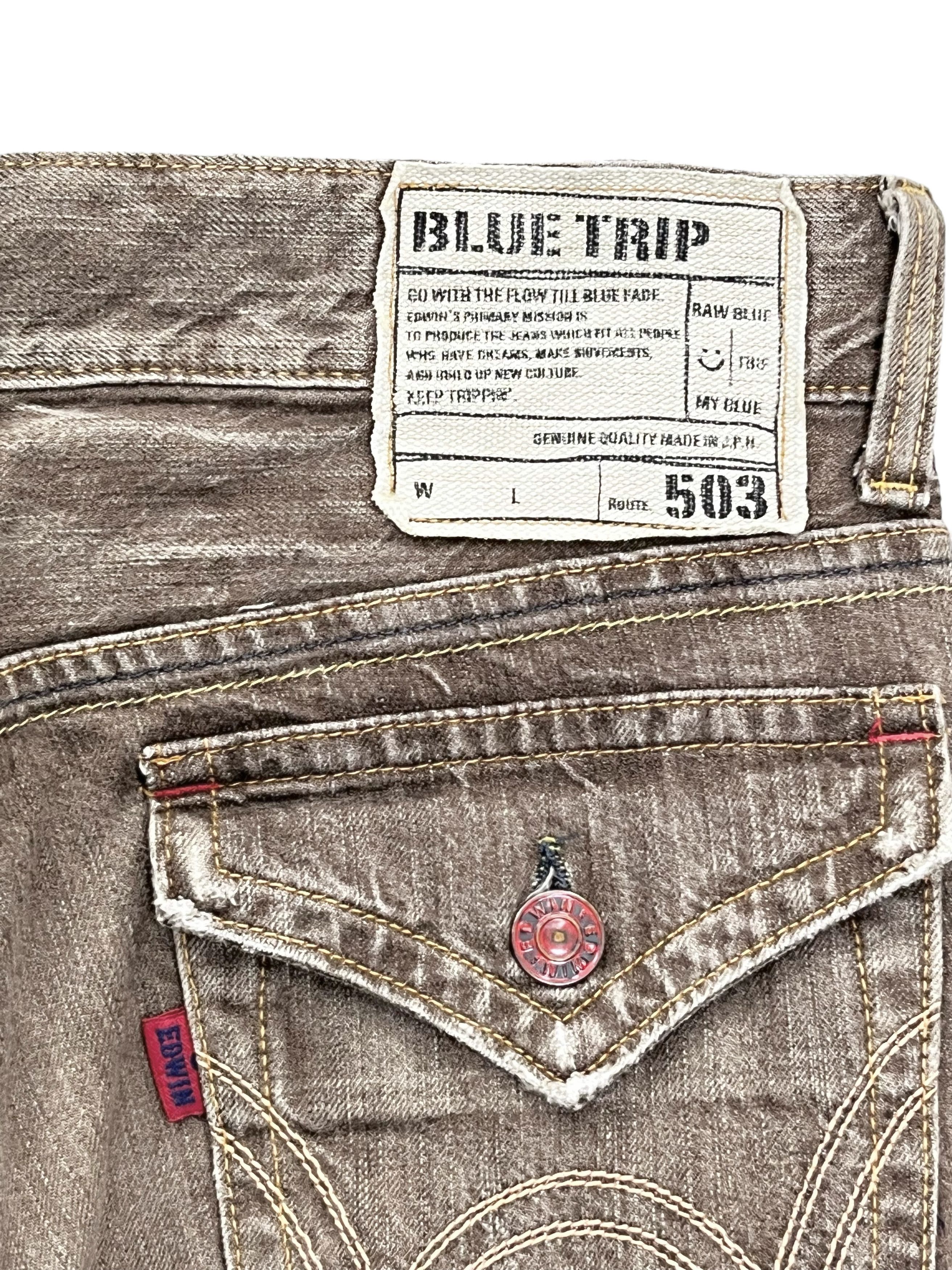 Edwin × If Six Was Nine 🔥Vintage EDWIN 503 FLARE Retro Punk Rare Brown Denim Pants Size US 31 - 9 Thumbnail