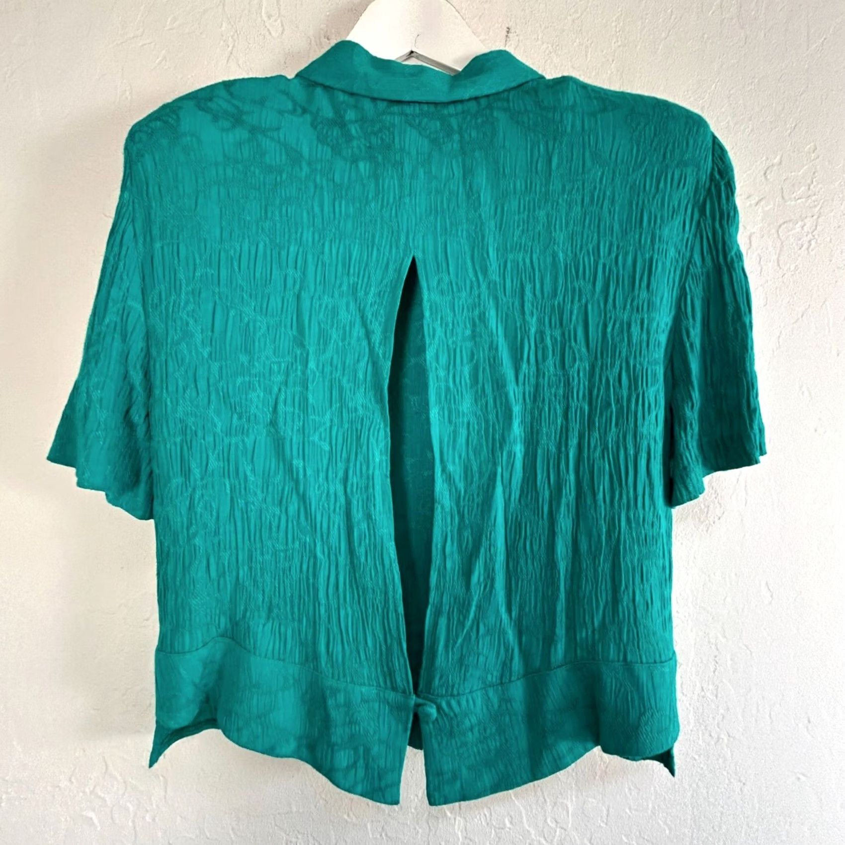 Coldwater Creek Coldwater Creek Womens Teal Crinkle Button-Up Blouse Size 16 Split Back New 9 Size XXL / US 16-18 / IT 52-54 - 2 Thumbnail