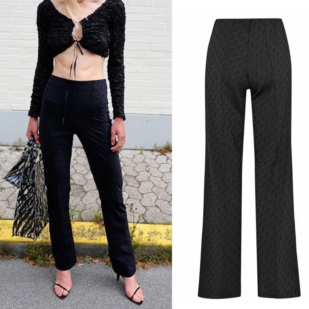 Saks Potts Saks Potts Black Lissi Logo Jacquard Straight Leg Pants Sz 1 Size 27" / US 4 / IT 40 - 1 Thumbnail