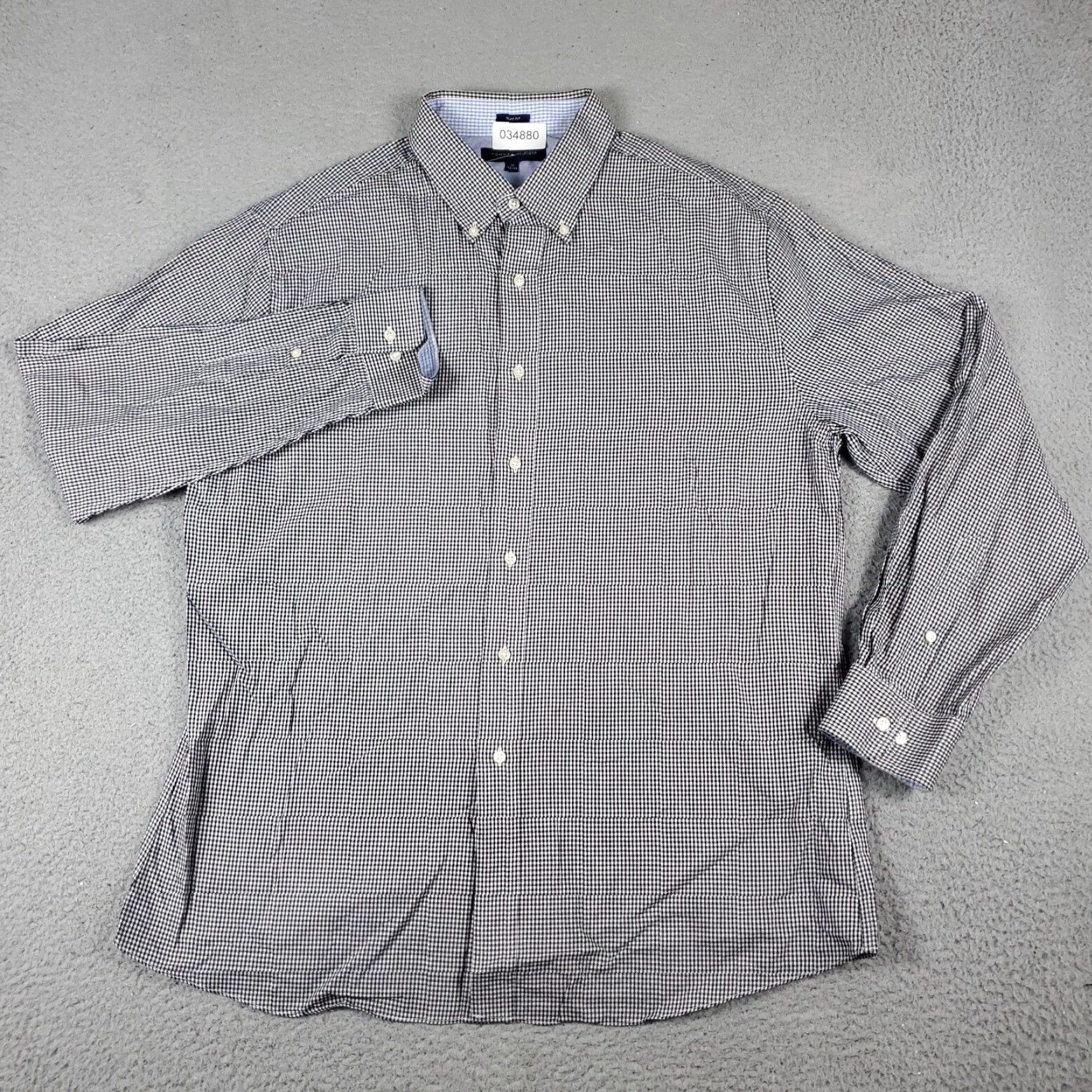 Tommy Hilfiger Tommy Hilfiger Dress Shirt Mens 17 Blue Check Button-Up Long Sleeve Size 46R - 2 Thumbnail