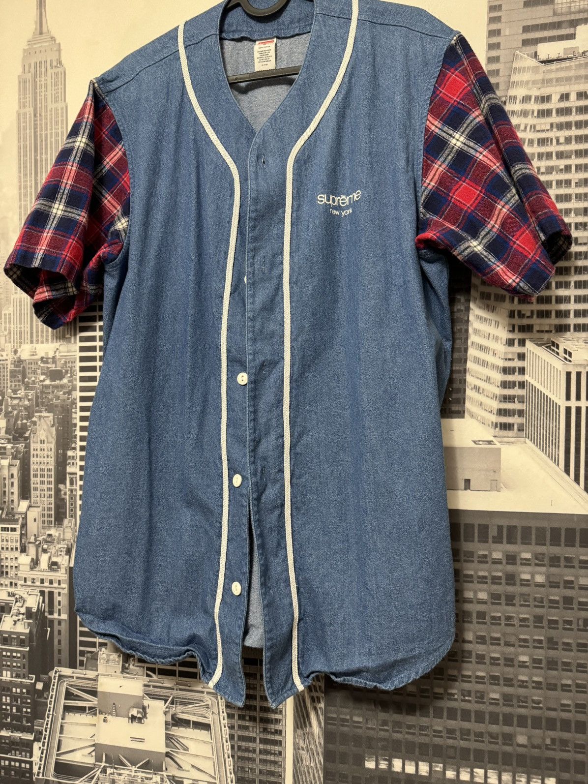 Supreme 🔥Supreme SS14 Denim Flannel Baseball Shirt Blue SZ Medium Size US M / EU 48-50 / 2 - 3 Thumbnail