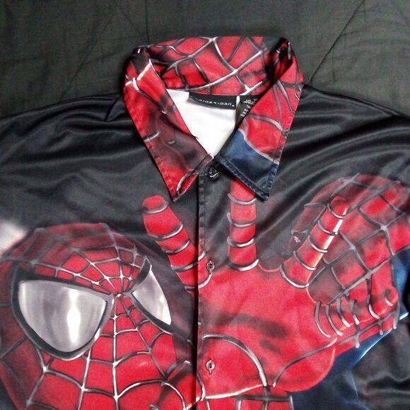 Marvel Comics × Vintage Vintage Spider Man Movie Polyester Button Shirt Size US XL / EU 56 / 4 - 1 Thumbnail