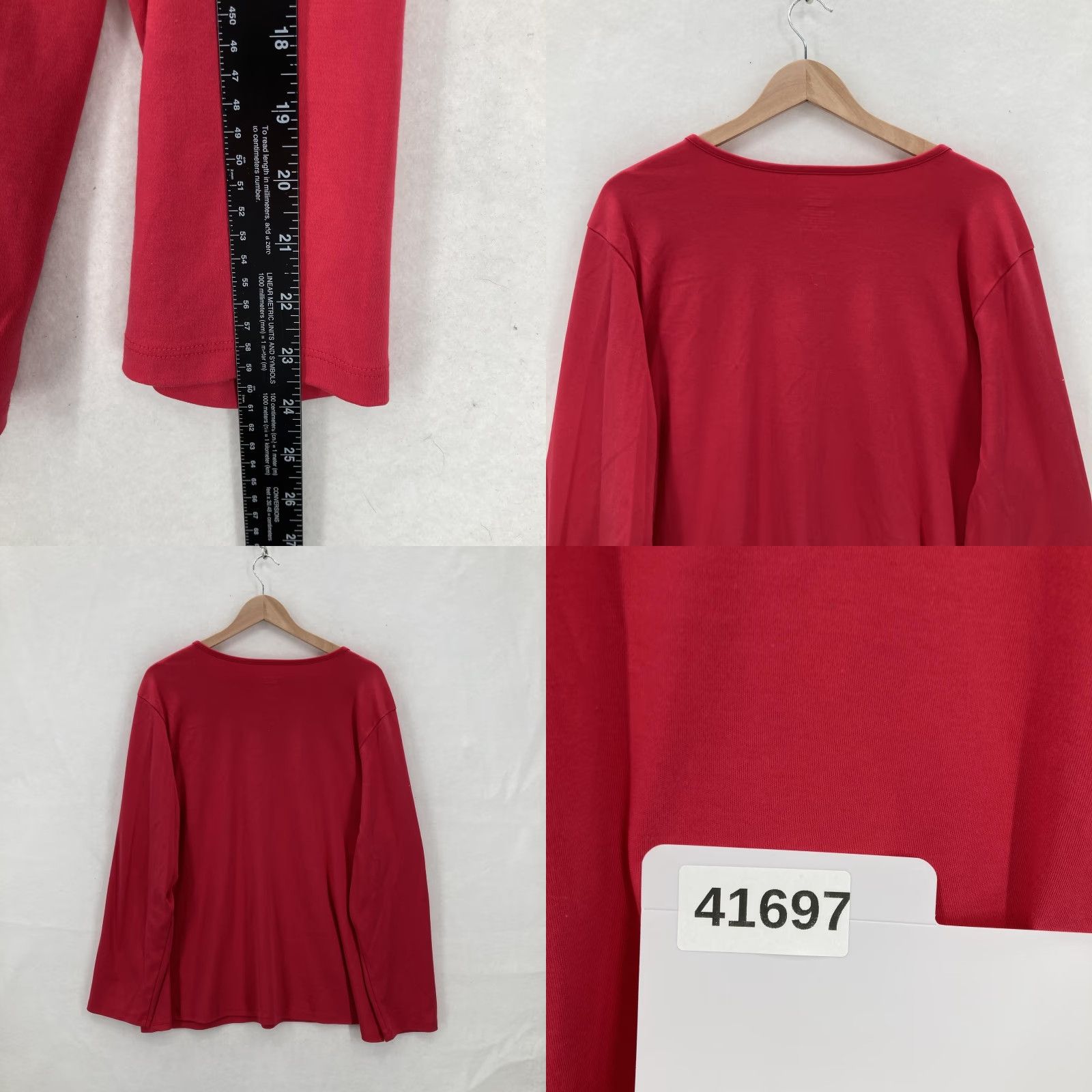 Vintage L.L.Bean Shirt Womens 3X Plus Red Supima Cotton Long Sleeve Scoop Neck Tee Soft Size XXL / US 16-18 / IT 52-54 - 8 Thumbnail