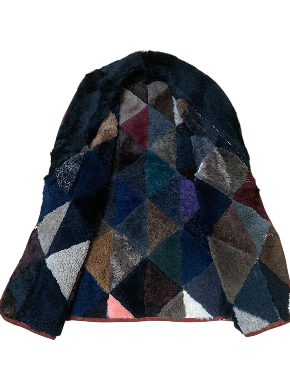 Genuine Leather Leather Patchwork Cubism Pattern Shearling Sleeveless Jacket Size US L / EU 52-54 / 3 - 4 Thumbnail