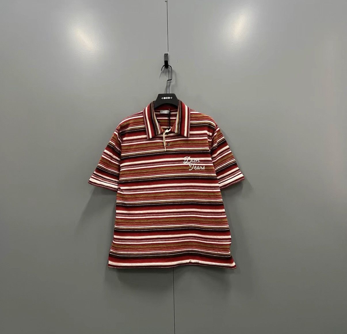 Dior Red Striped Short-Sleeve Polo Shirt Size US XL / EU 56 / 4 - 1 Thumbnail