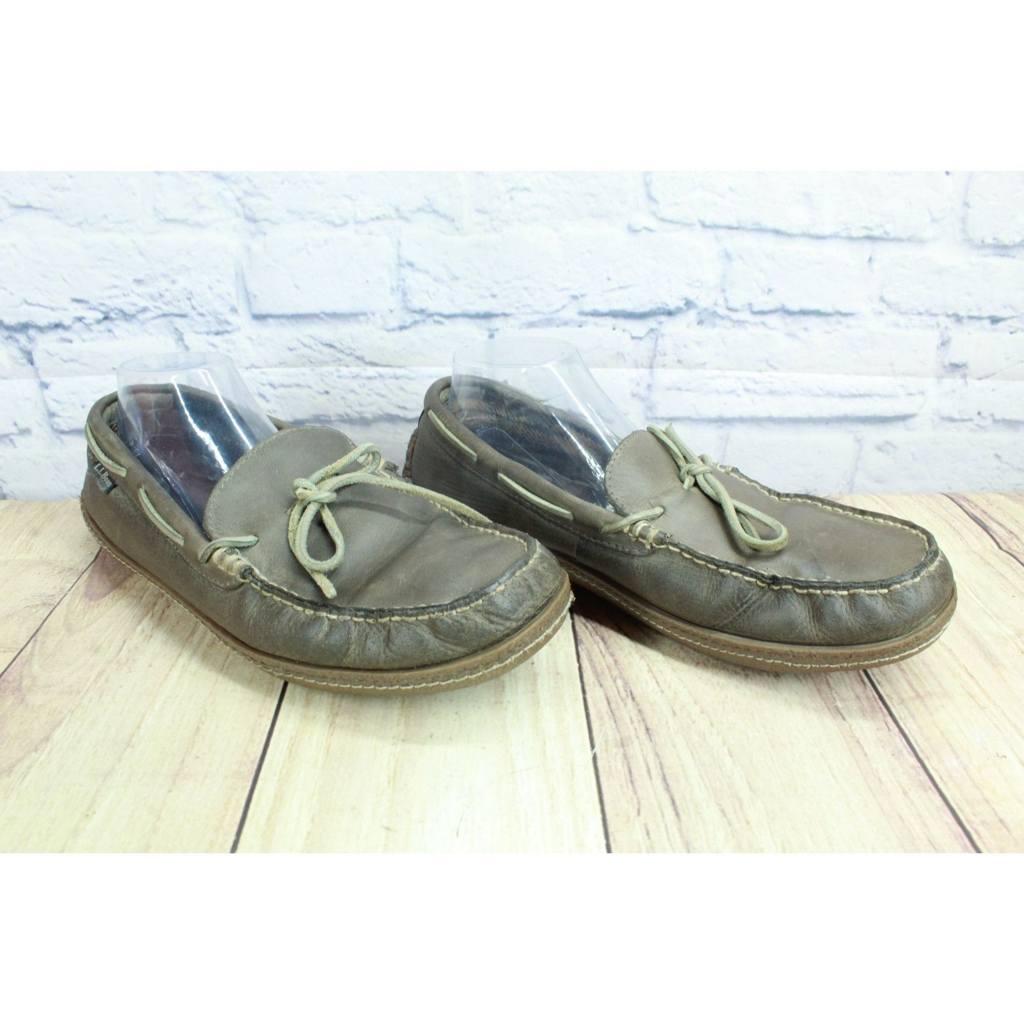 L.L. Bean LL Bean Flannel Lined Leather Moccasin Slippers Size US 11 / EU 44 - 2 Thumbnail