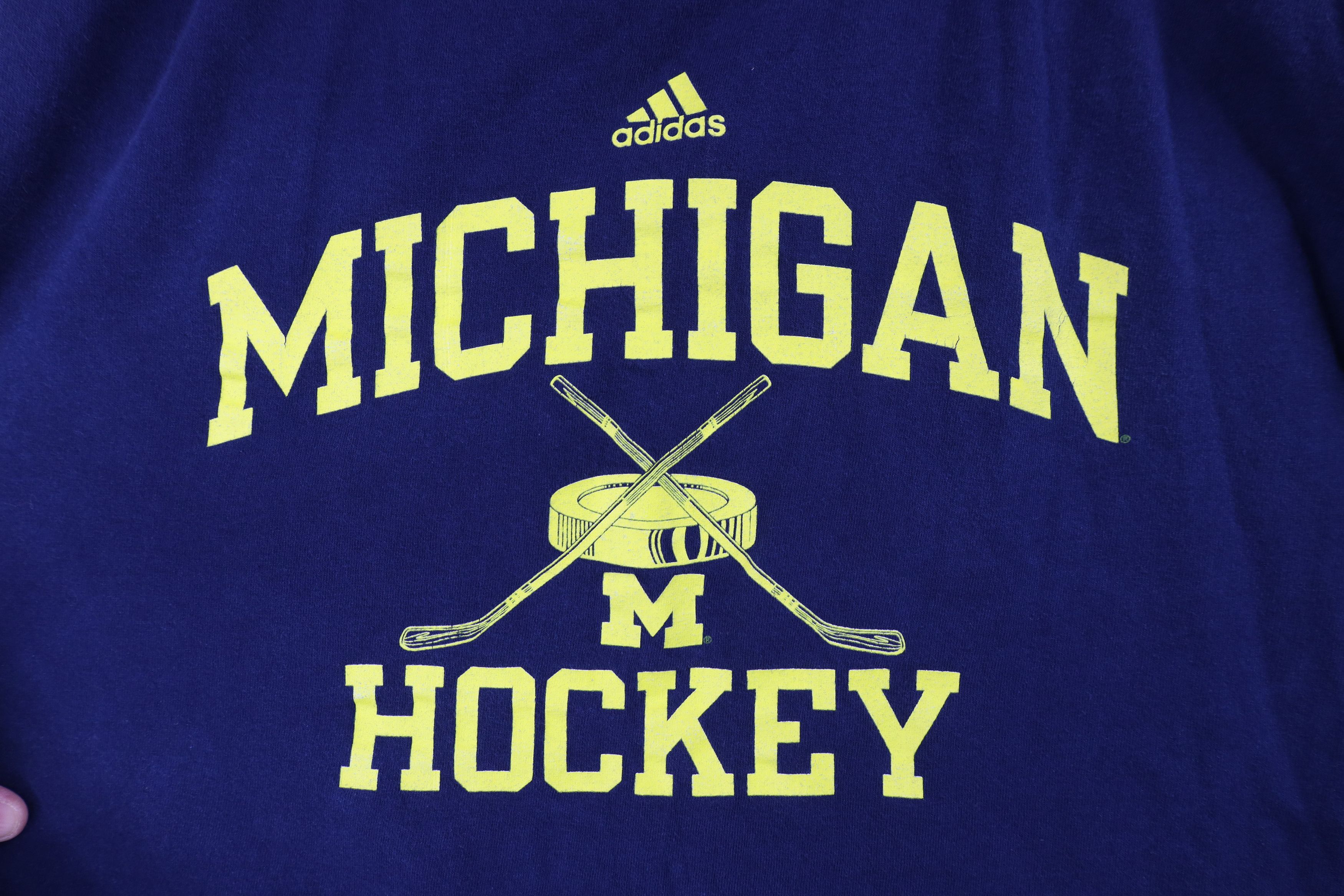 Adidas Vintage Y2K Adidas University of Michigan Hockey T-Shirt Size US XL / EU 56 / 4 - 7 Thumbnail