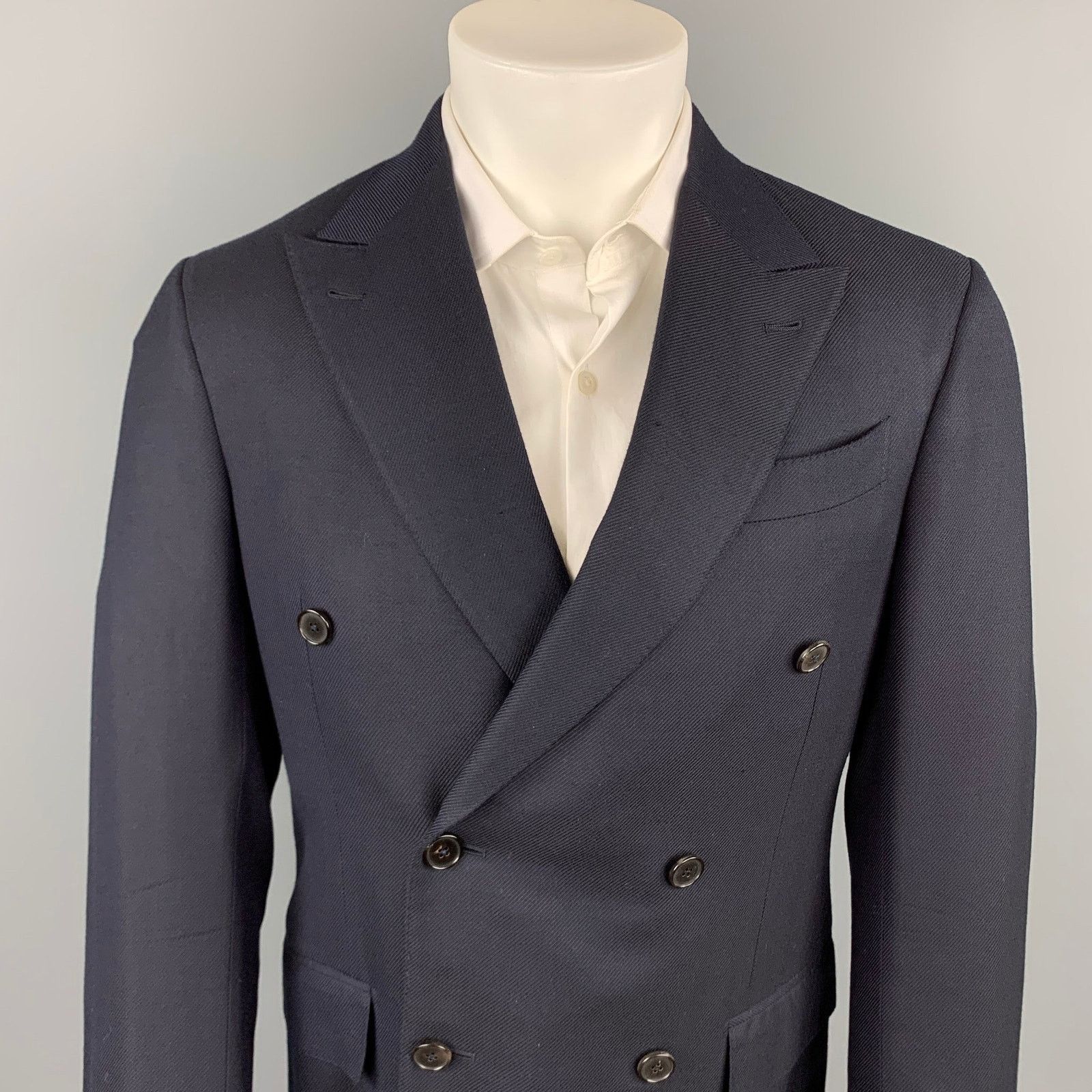 Ermenegildo Zegna ERMENEGILDO ZEGNA Size 40 Navy Silk / Wool Custom Sport Coat Size 40R - 2 Thumbnail