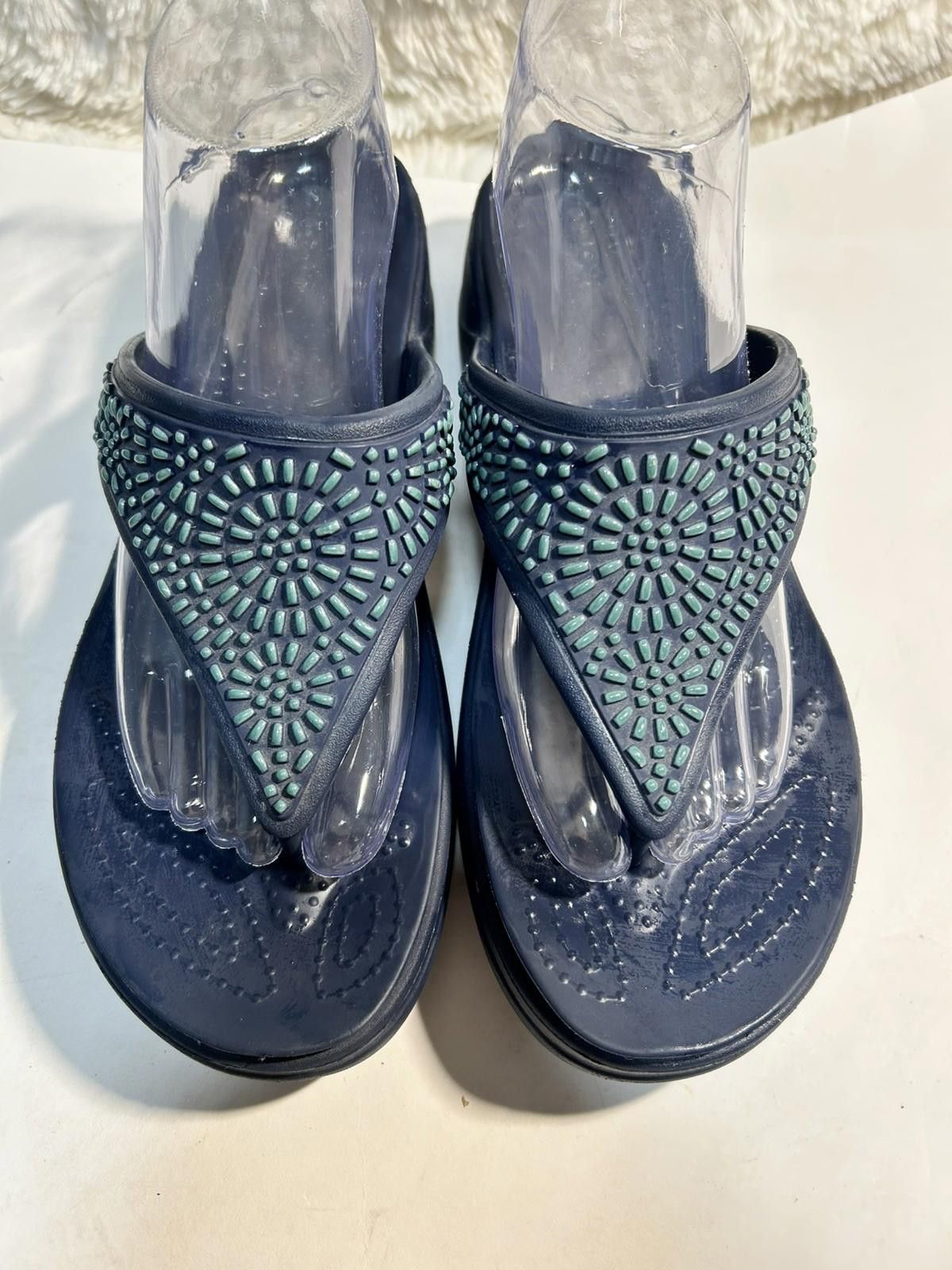 Crocs Crocs Diamante Sandal Sz 10 Blue Thong Platform Beaded Size US 10 / IT 40 - 1 Thumbnail