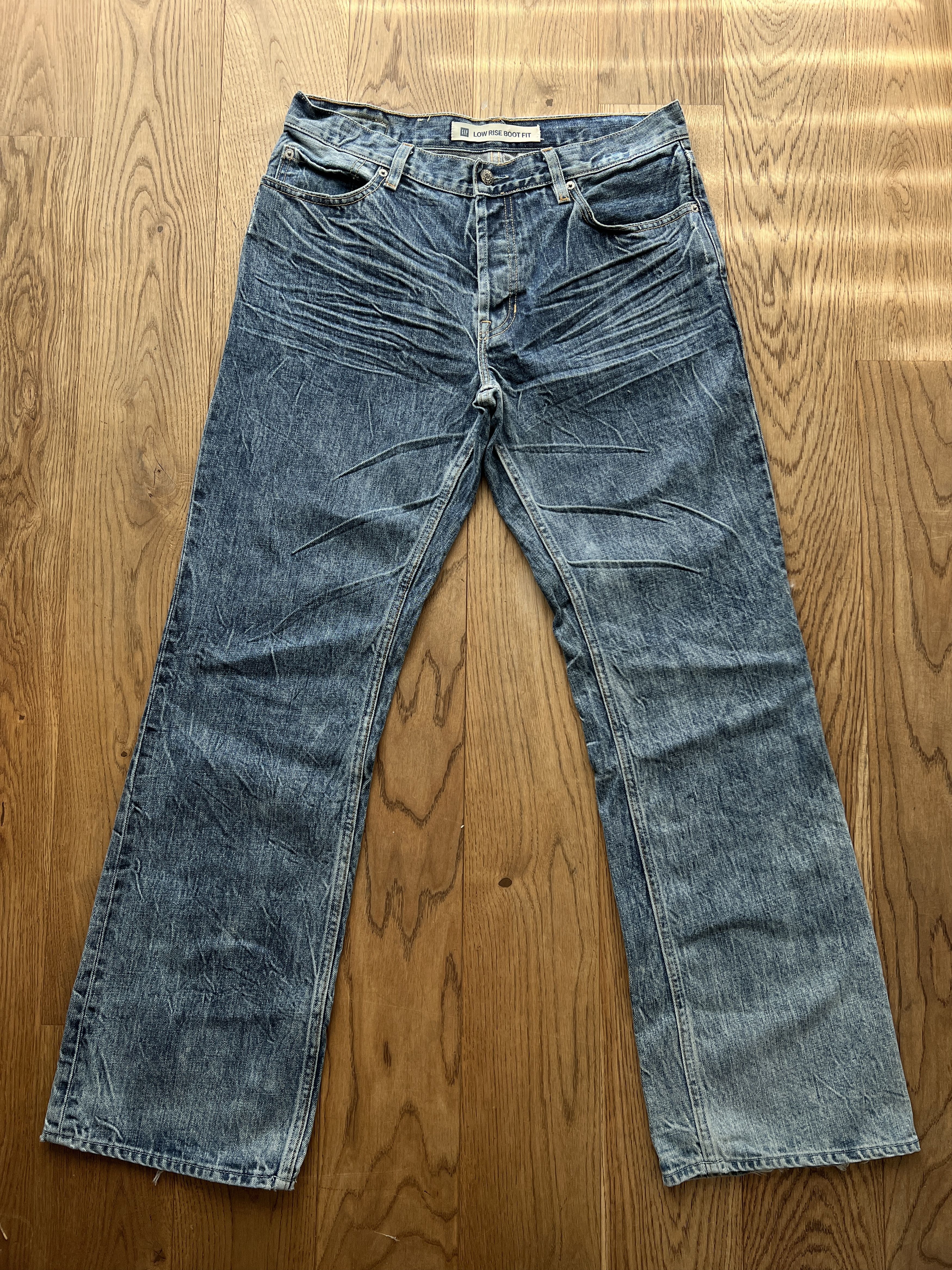 Gap Crazy Y2K GAP boot cut washed denim flared vintage 2000s low Size US 33 - 3 Thumbnail