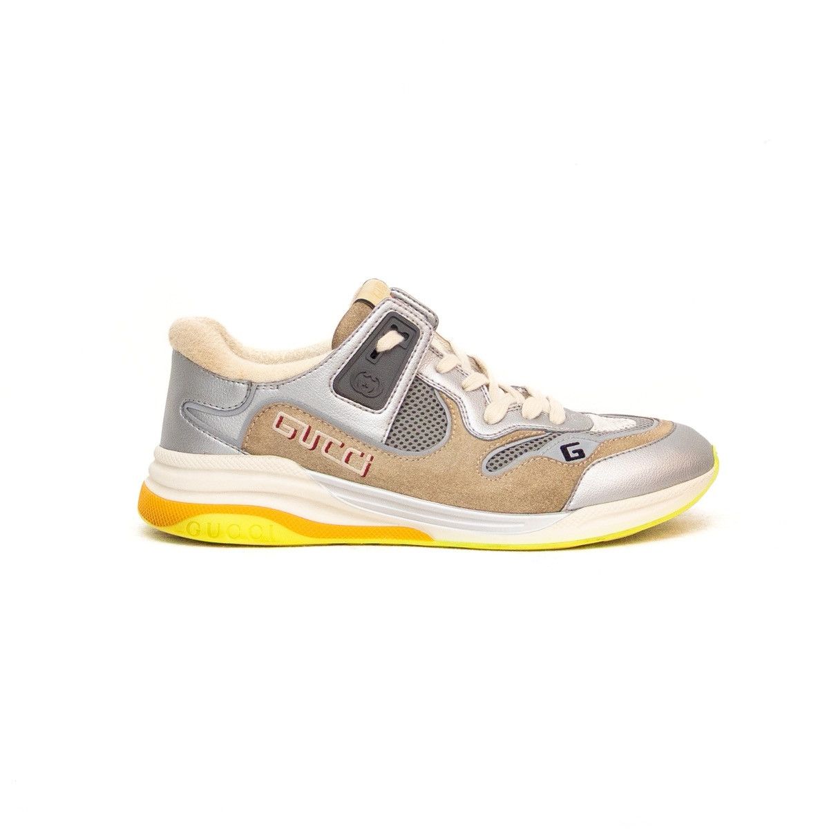 Gucci Gucci Grey / Beige Suede and Mesh Ultrapace Sneakers SizeUS9 Size US 9 / EU 42 - 4 Thumbnail