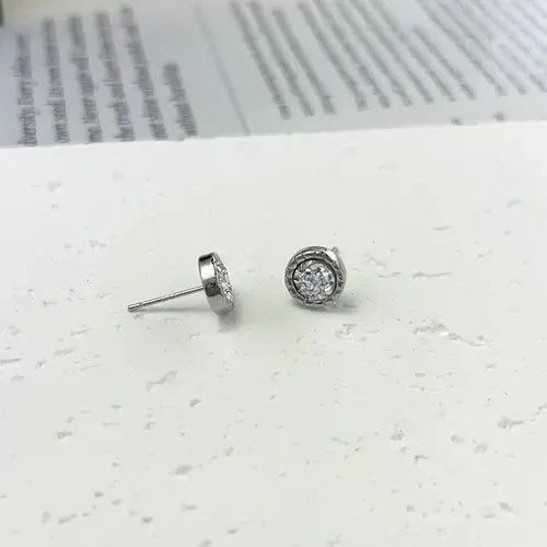 Other 925 Silver Plated CZ Cubic Zirconia Stud Earrings for Men Size ONE SIZE - 3 Thumbnail