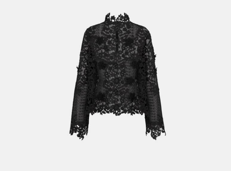 Dior o1w1db11225 421B15 Blouse with Stand Collar in Black Size M / US 6-8 / IT 42-44 - 2 Thumbnail
