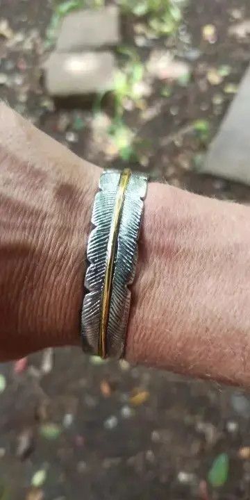 Sterling Silver 10mm Silver Color Feather Cuff Bracelet Size ONE SIZE - 1 Thumbnail