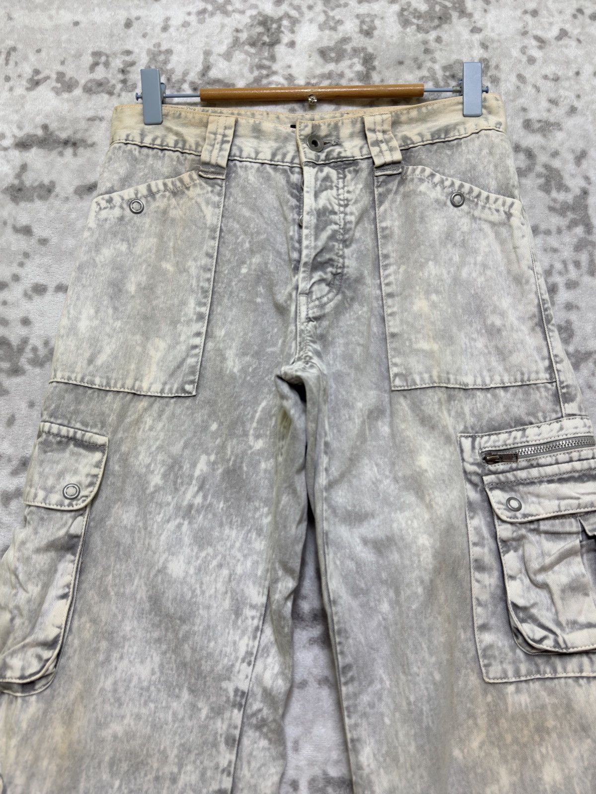 Morgan Homme Y2k Morgan Homme Grey Acid Wash Cargo Sun Faded Denim Size US 28 / EU 44 - 3 Thumbnail