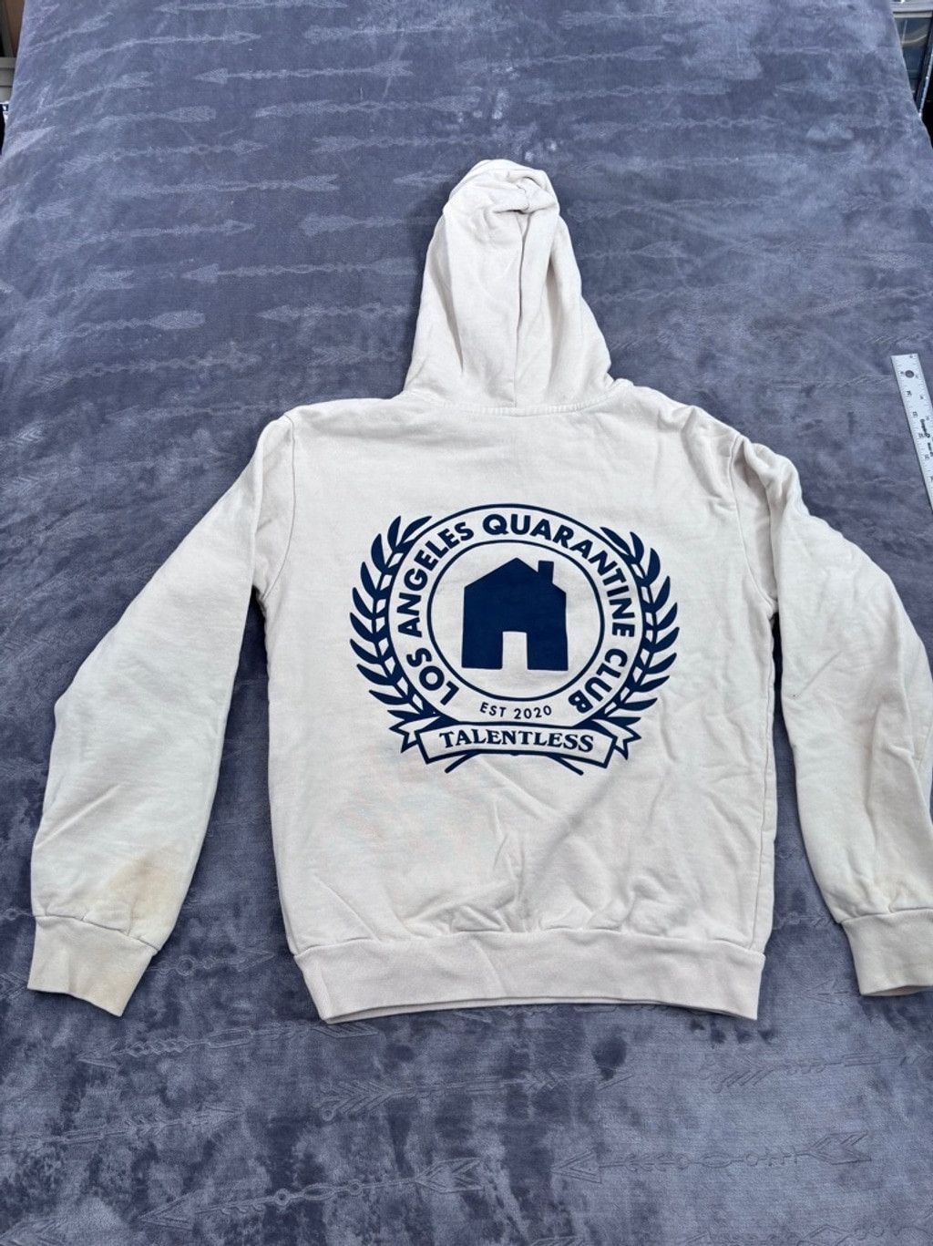 Talentless Men's Talentless LA, quarantine club Hoodie M Beige & Navy Size US L / EU 52-54 / 3 - 12 Thumbnail