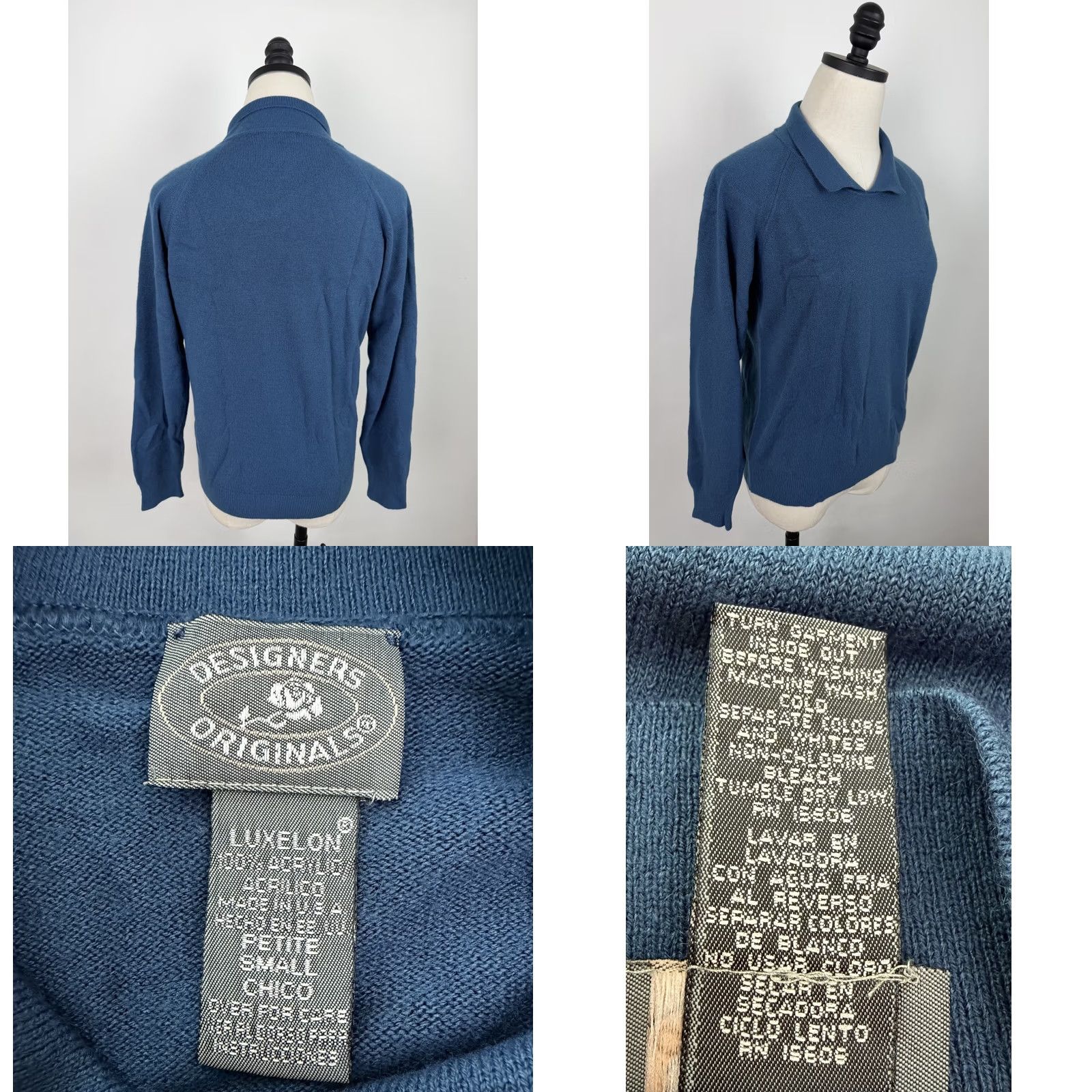 Vintage VINTAGE Designers Originals Sweater XS Womens Collared Raglan Blue 80s 90s Retro Pullover Size XS / US 0-2 / IT 36-38 - 8 Thumbnail