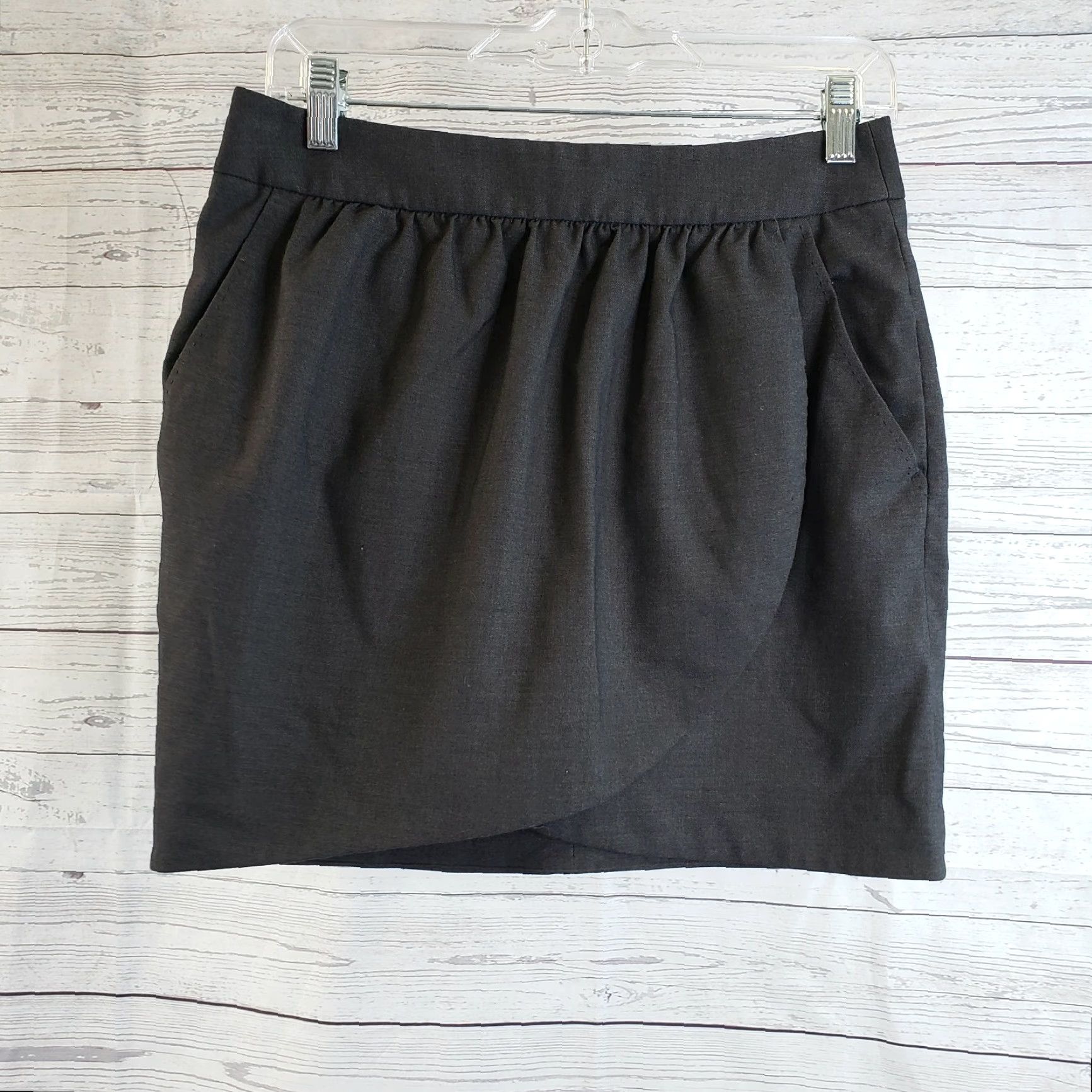 Vintage Talula Tulip Skirt Womens Sz 4 Solid Charcoal Gray Pockets Zipper Exposed Short Vintage: No Size 27" / US 4 / IT 40 - 2 Thumbnail