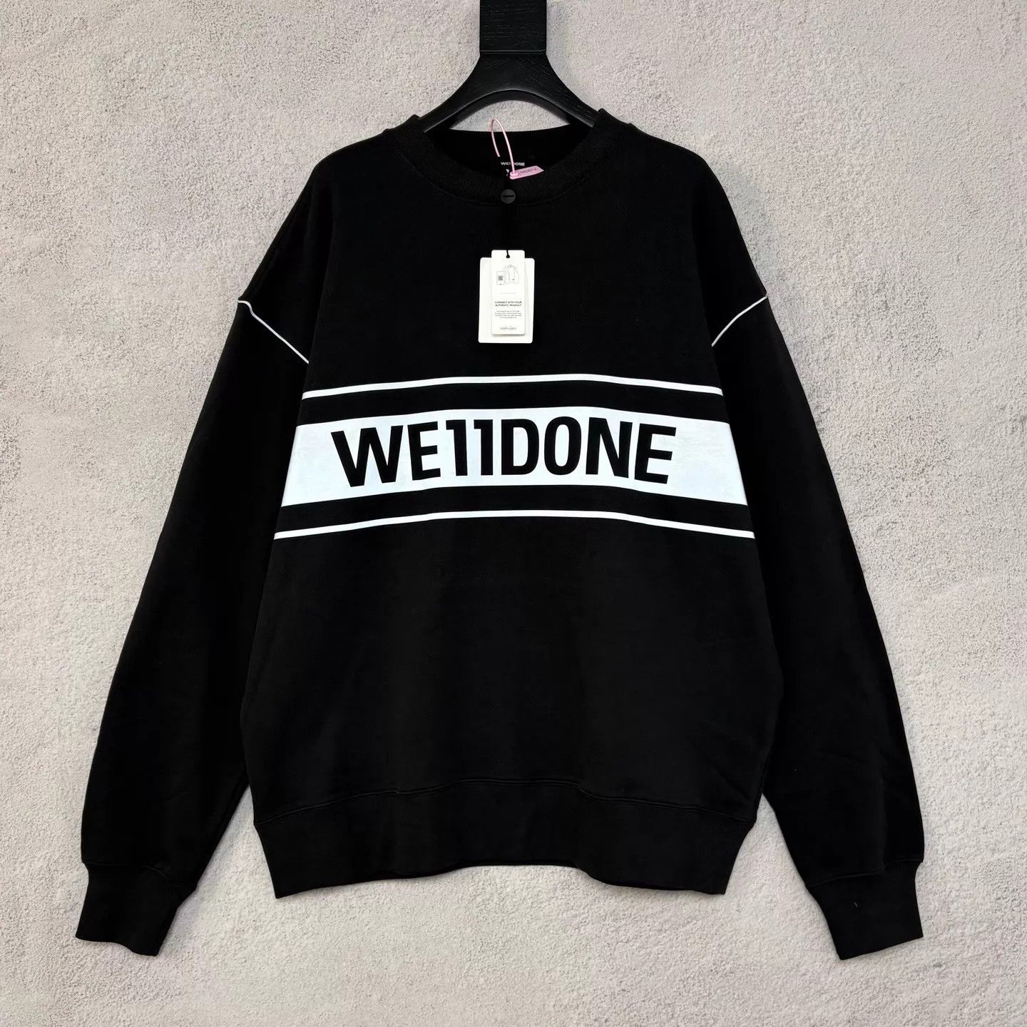 We11done white reflective logo hoodie L