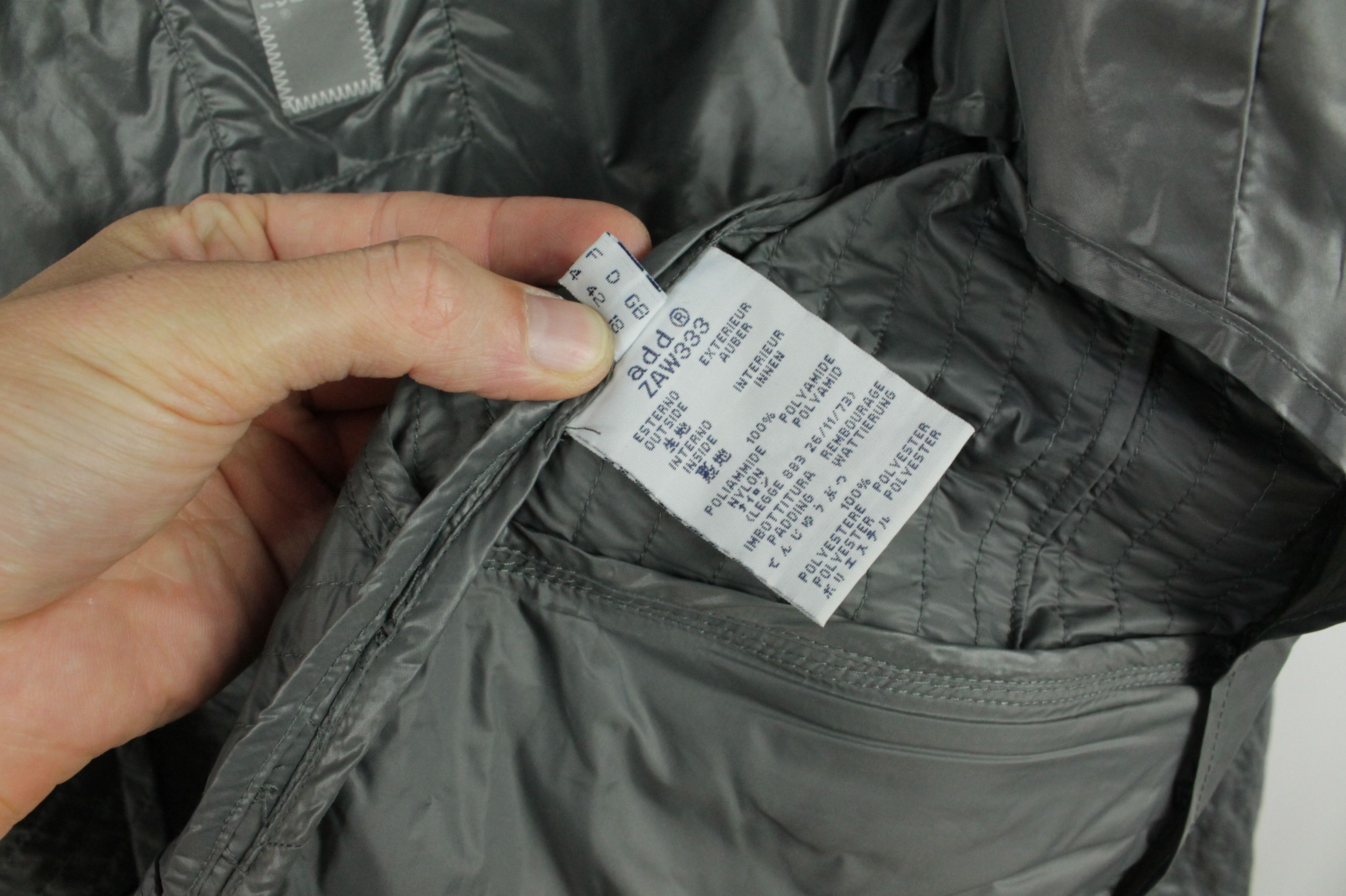 Add ADD Quilted Light Gray Nylon Women's Blazer Jacket Size L / US 10 / IT 46 - 12 Thumbnail