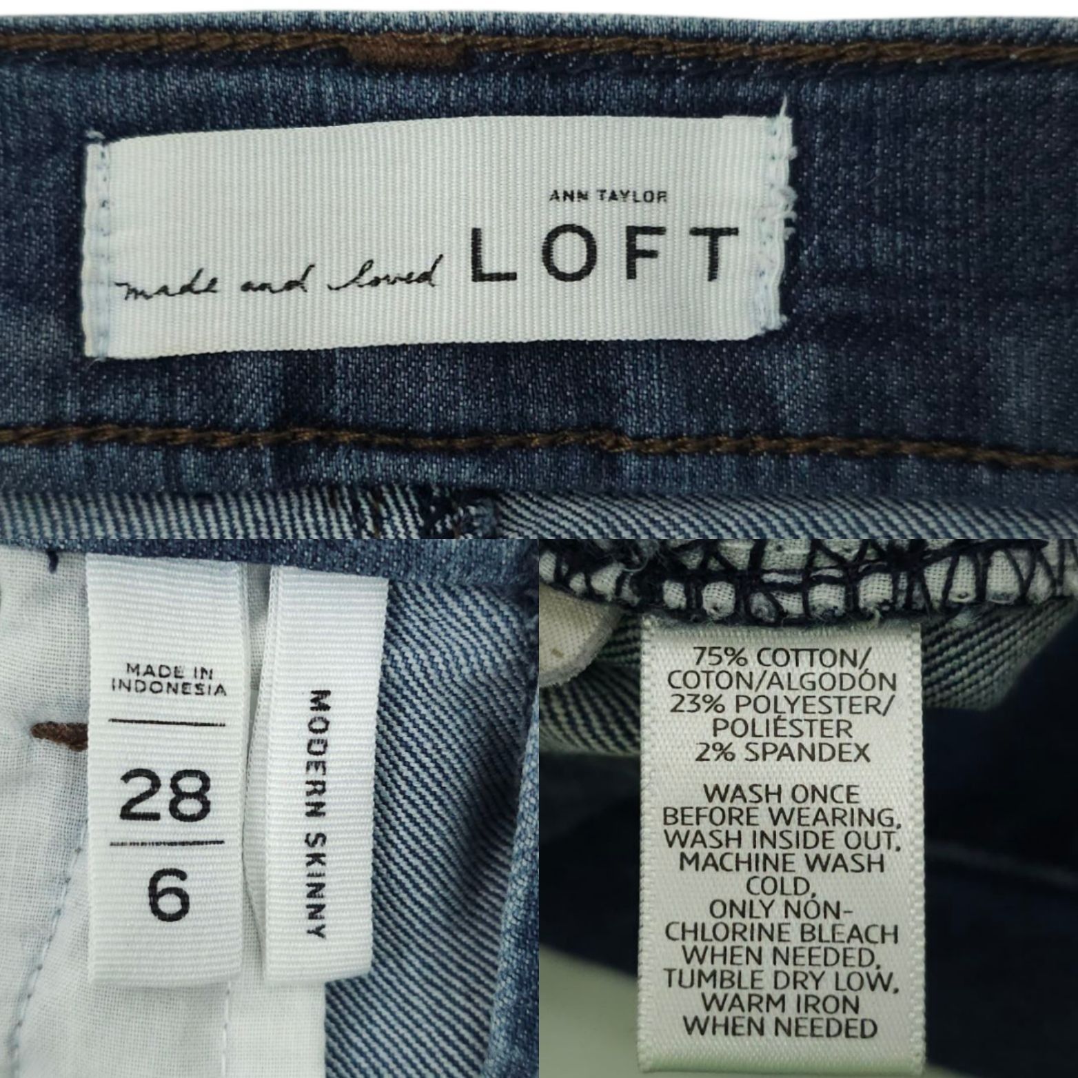 Loft Loft Modern Skinny Jeans Womens Size 28/6 Mid Rise Dark Wash Size 28" / US 6 / IT 42 - 7 Thumbnail