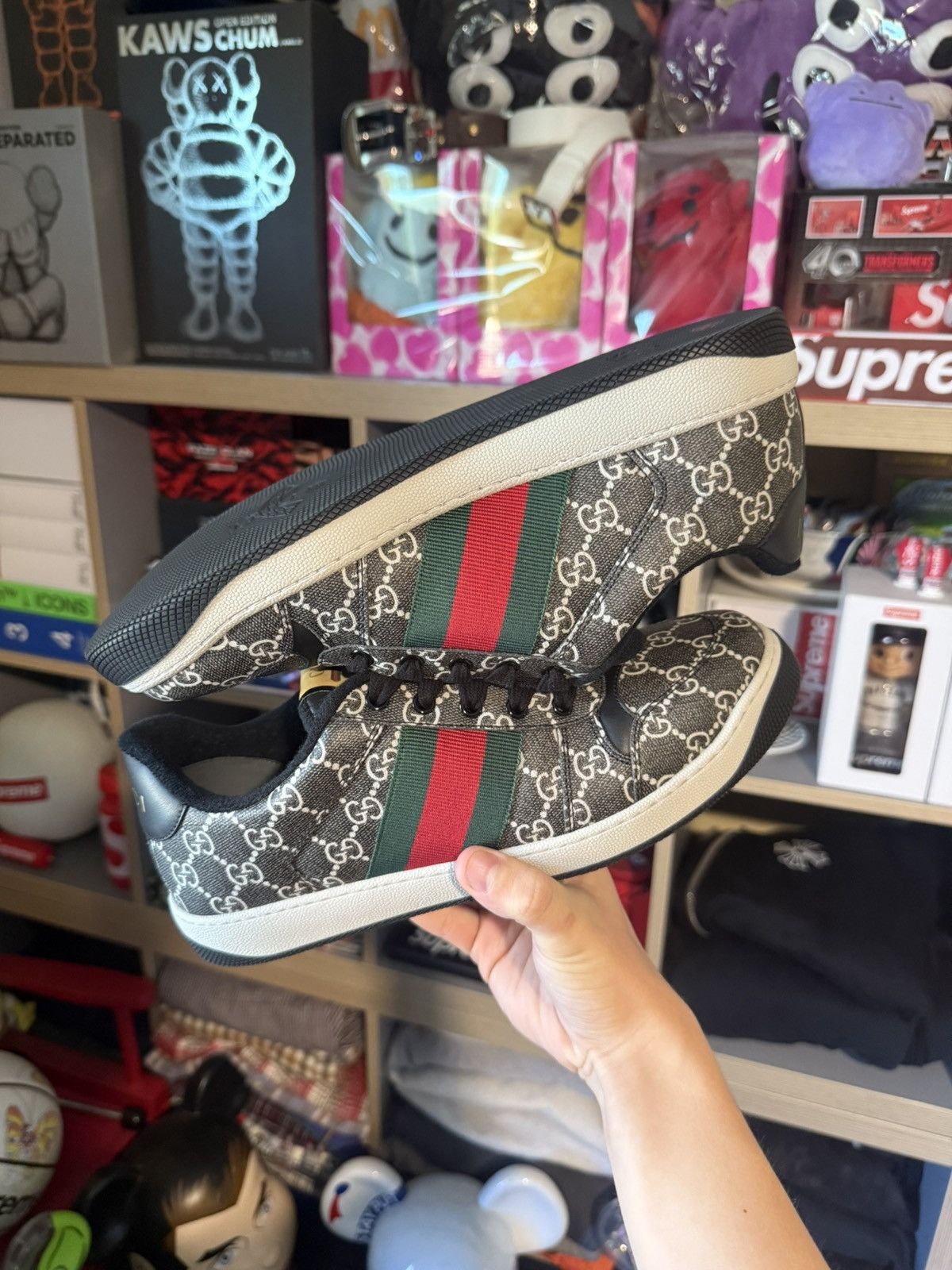 Gucci Gucci Black/Grey Monogram Screen Sneakers Size US 9 / EU 42 - 6 Thumbnail