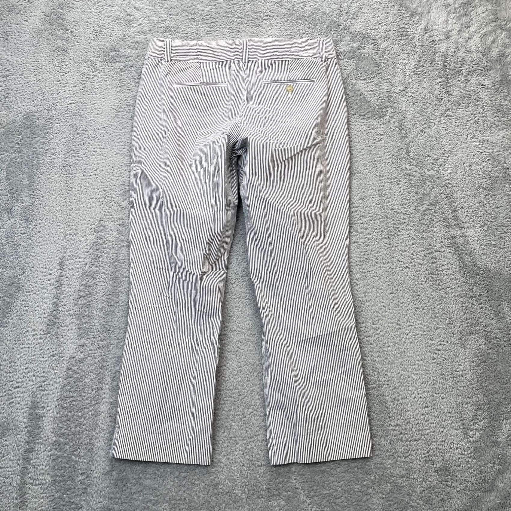J.Crew VINTAGE J.CREW Pants Womens 6 Blue Seersucker Striped City Fit Straight Leg Size 28" / US 6 / IT 42 - 2 Thumbnail