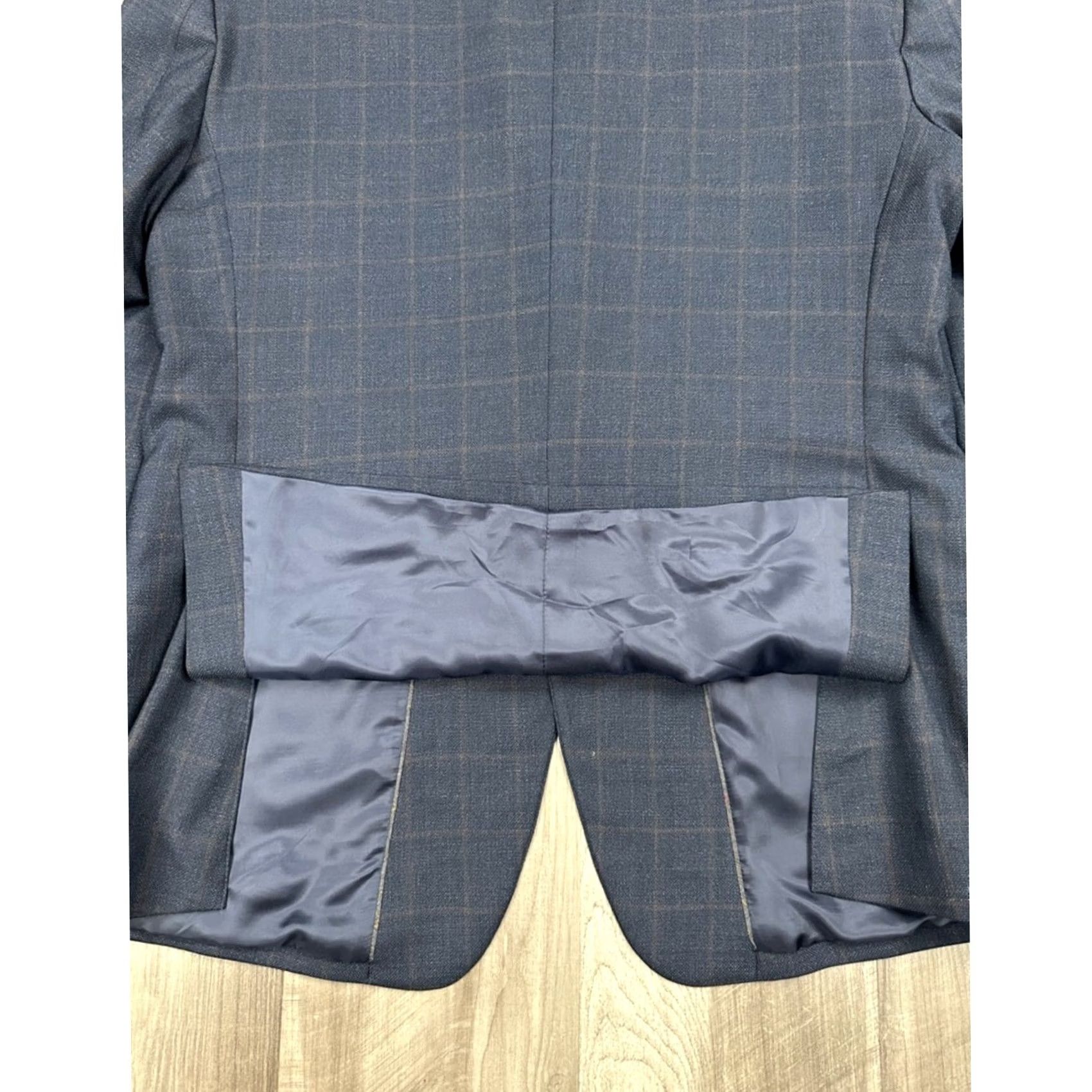 Jos. A. Bank Jos. A. Bank Reserve Windowpane Silk Wool Sport Coat Blazer 42R Navy Brown Wool Silk Blazer Men 42R Blazer Mens 2 Piece Blazer Vintage 90s Size 42R - 3 Thumbnail