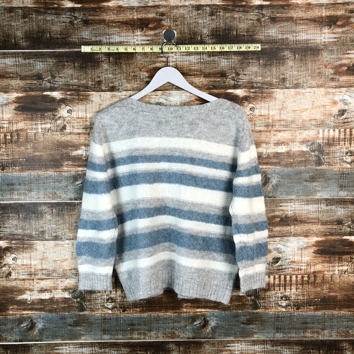 Vintage Closshi Stripe Grey vintage Knitwear #A2187 Size M / US 6-8 / IT 42-44 - 12 Thumbnail